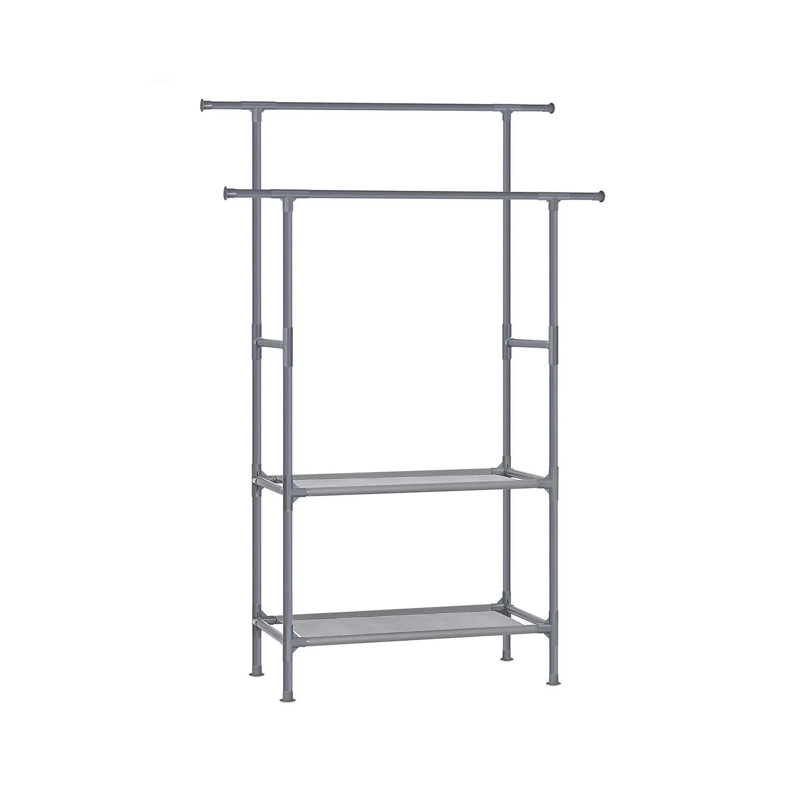 Grey Metal Clothes Rack with 2 Hanging Rails