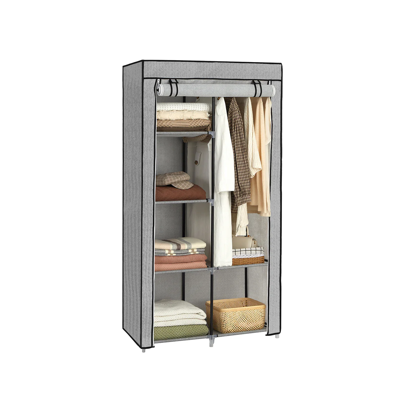 Grey Small Portable Closet with Metal Frame & Fabric Cover