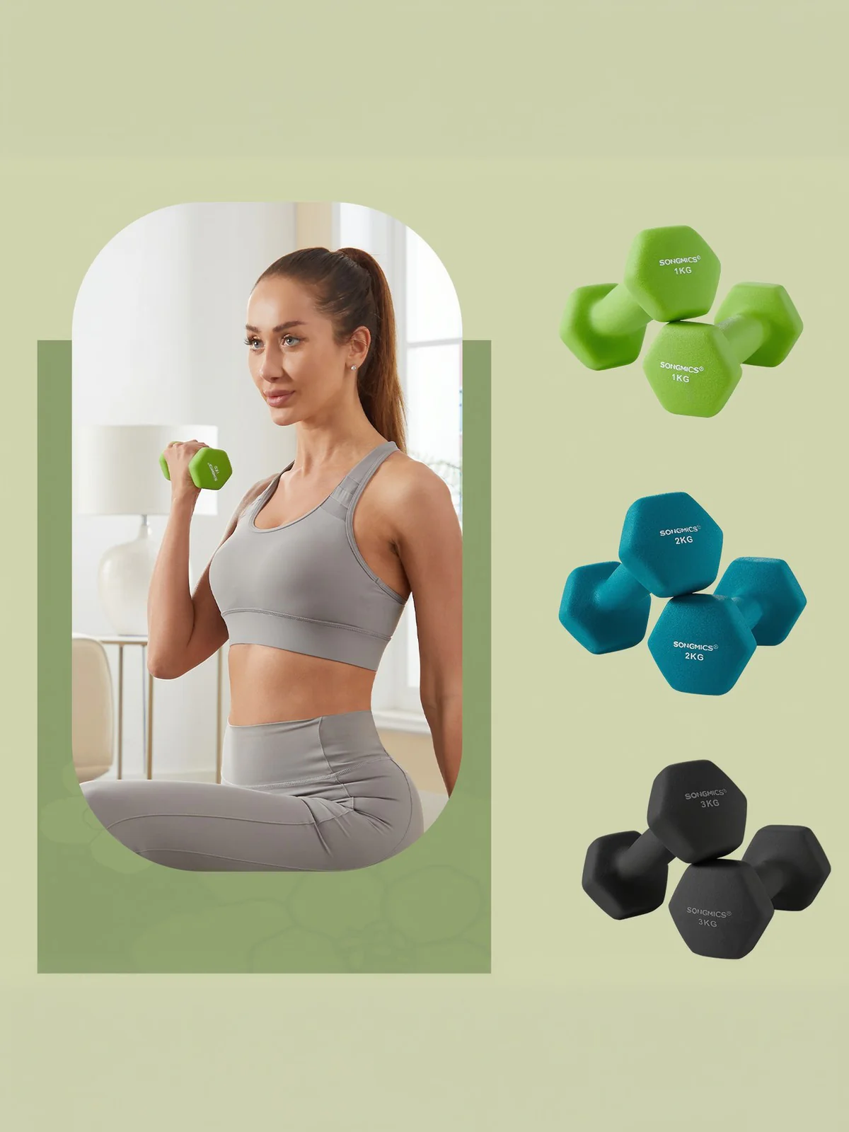 Dumbbells Set with Stand, Neoprene Hex Dumbbells - Image 3
