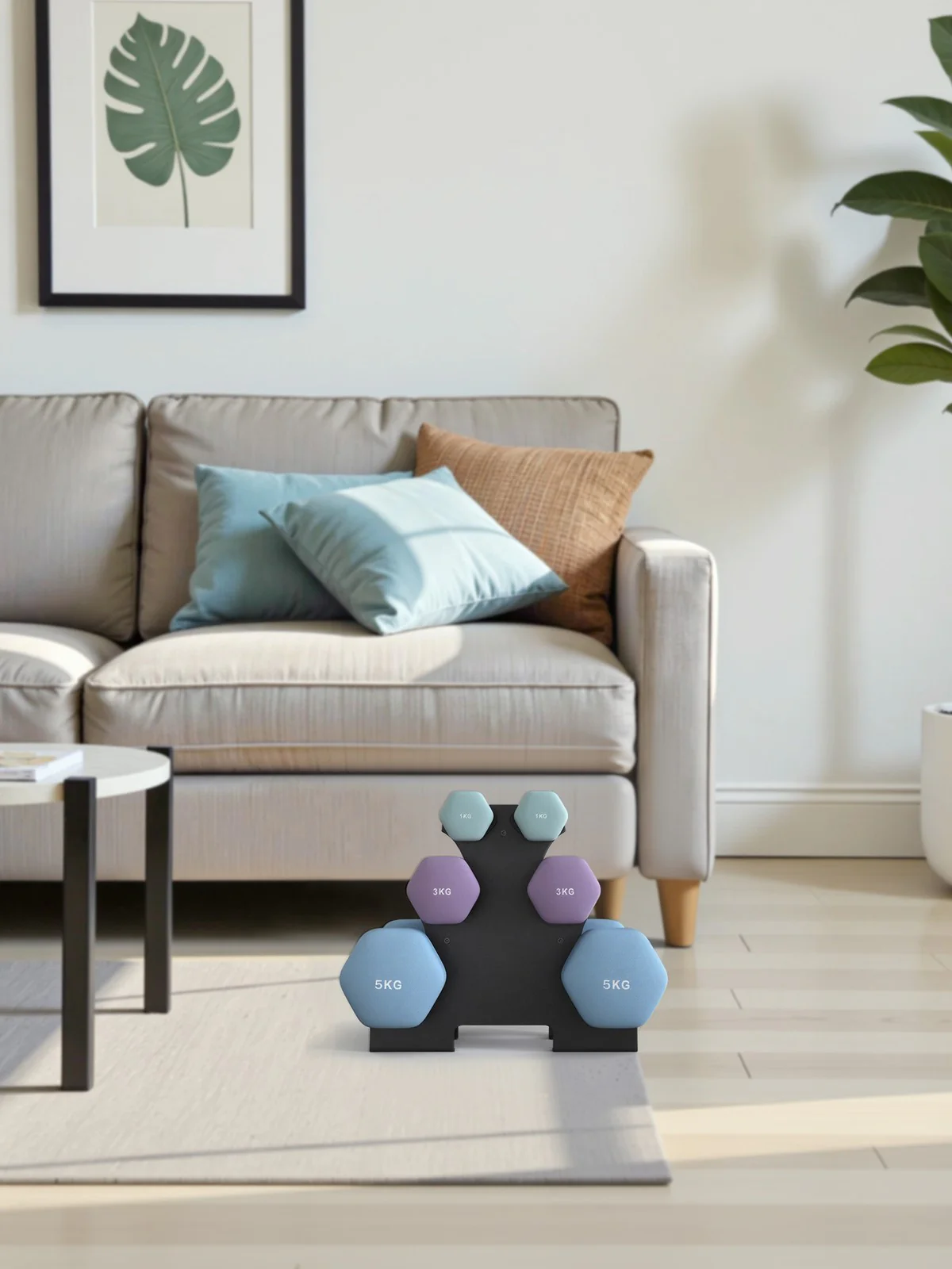 Dumbbells Set with Stand, Neoprene Hex Dumbbells - Image 4