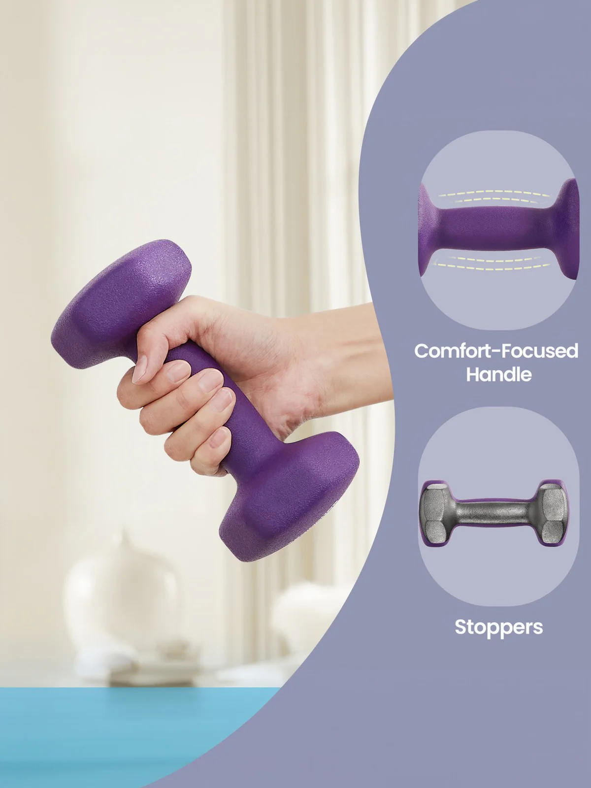 Hex Neoprene Dumbbells Set with Stand