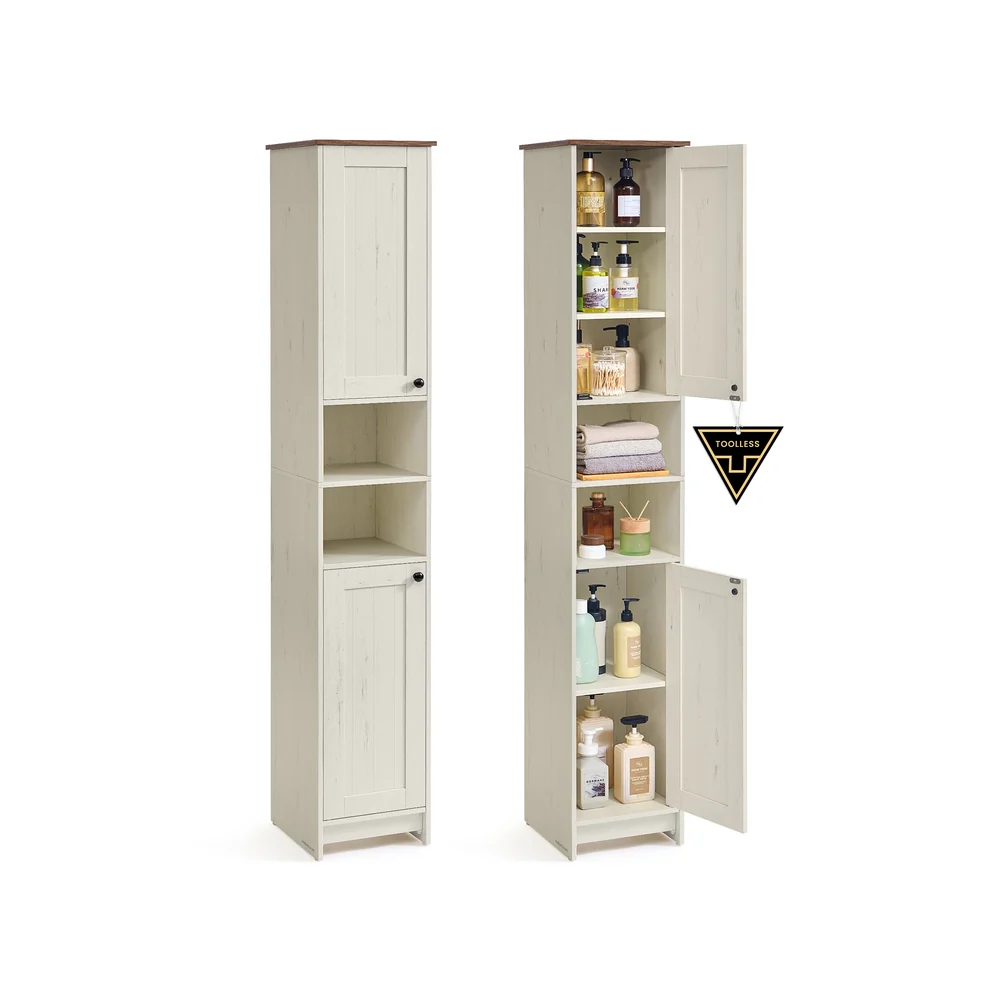 Superfast toolless assembly bathroom storage cabinet with adjustable shelves