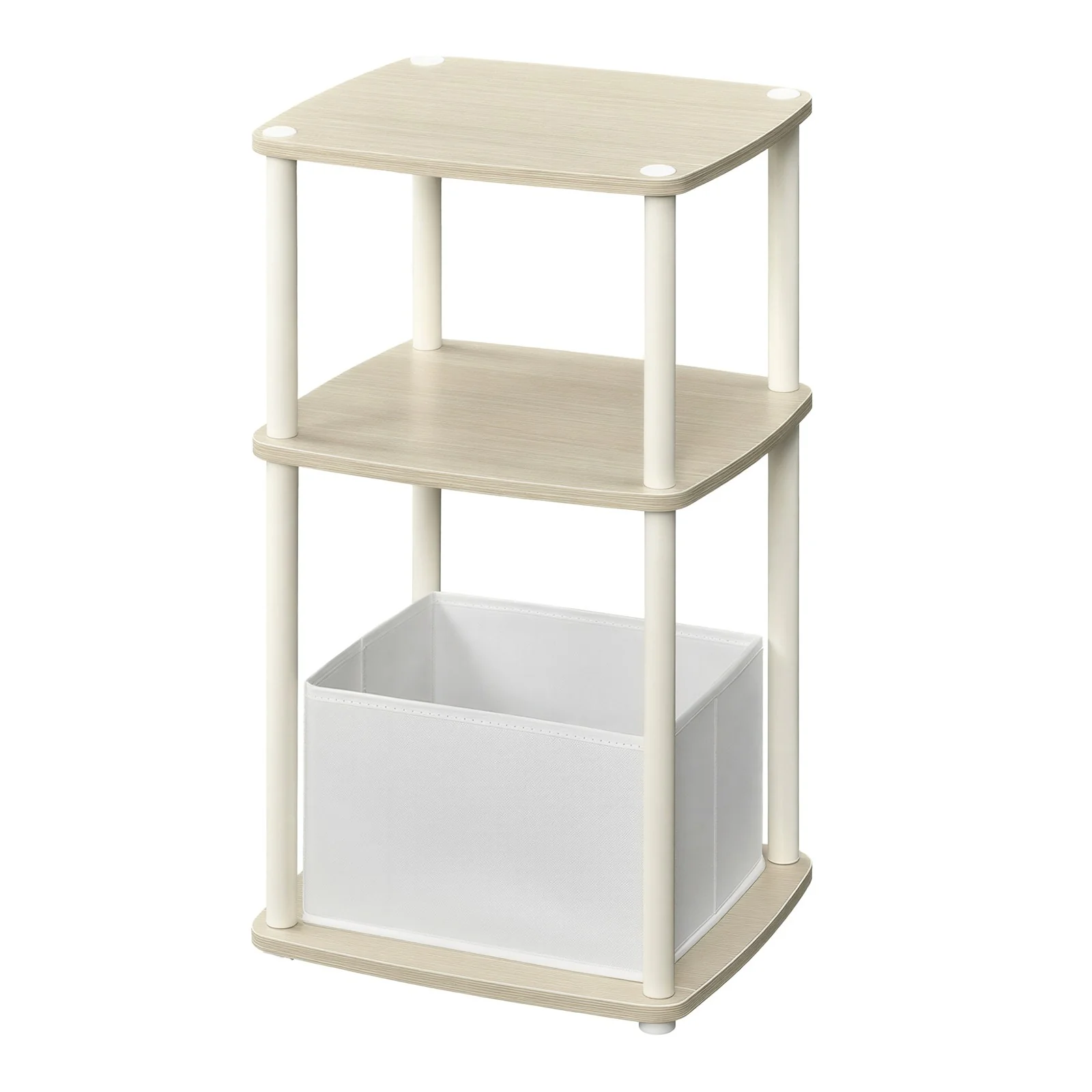Superfast Toolless Assembly, Side Table, 3-Tier Nightstand with Fabric Basket - Image 2
