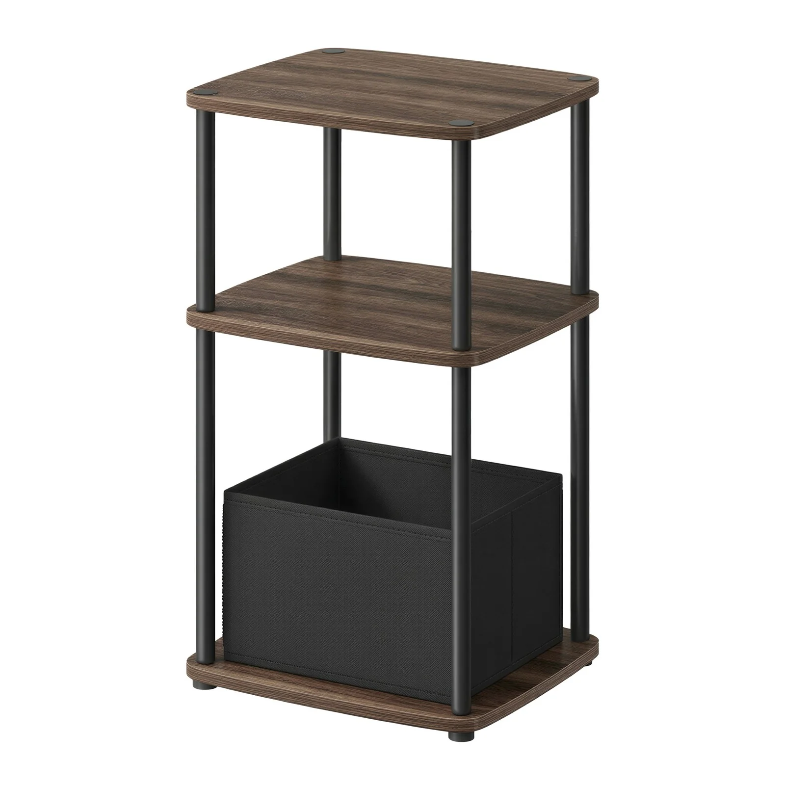 Superfast Toolless Assembly, Side Table, 3-Tier Nightstand with Fabric Basket - Image 3