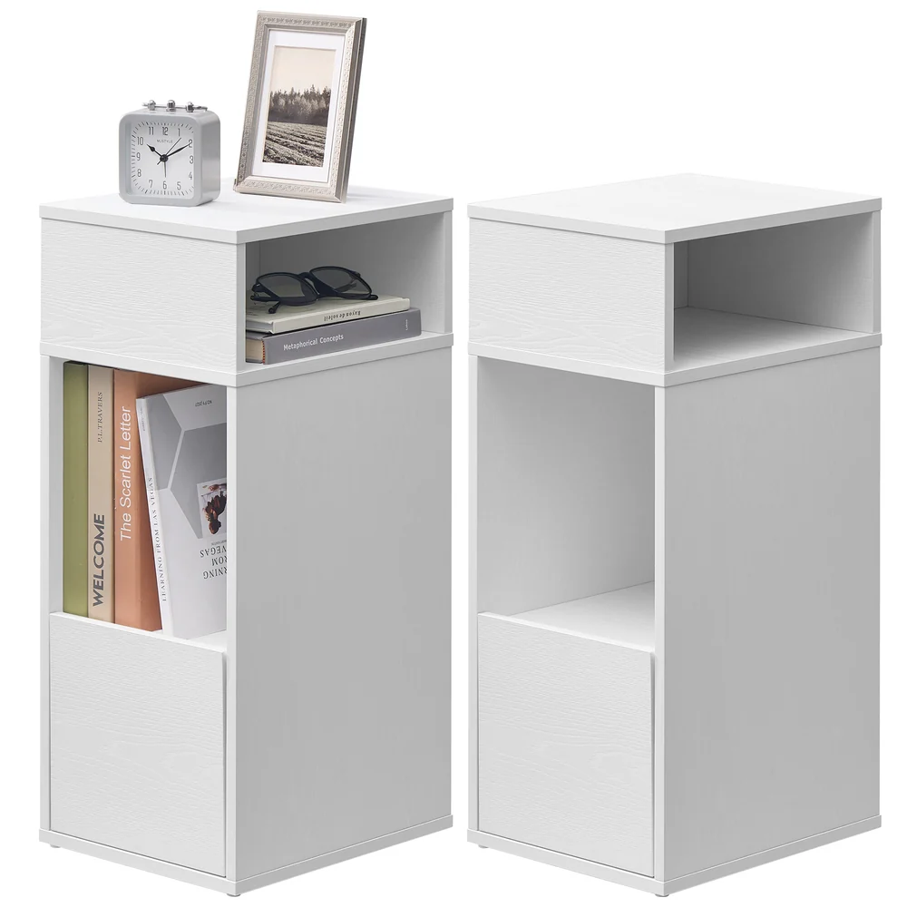 Slim Bedside Table Narrow Cabinet with Drawer - Image 2