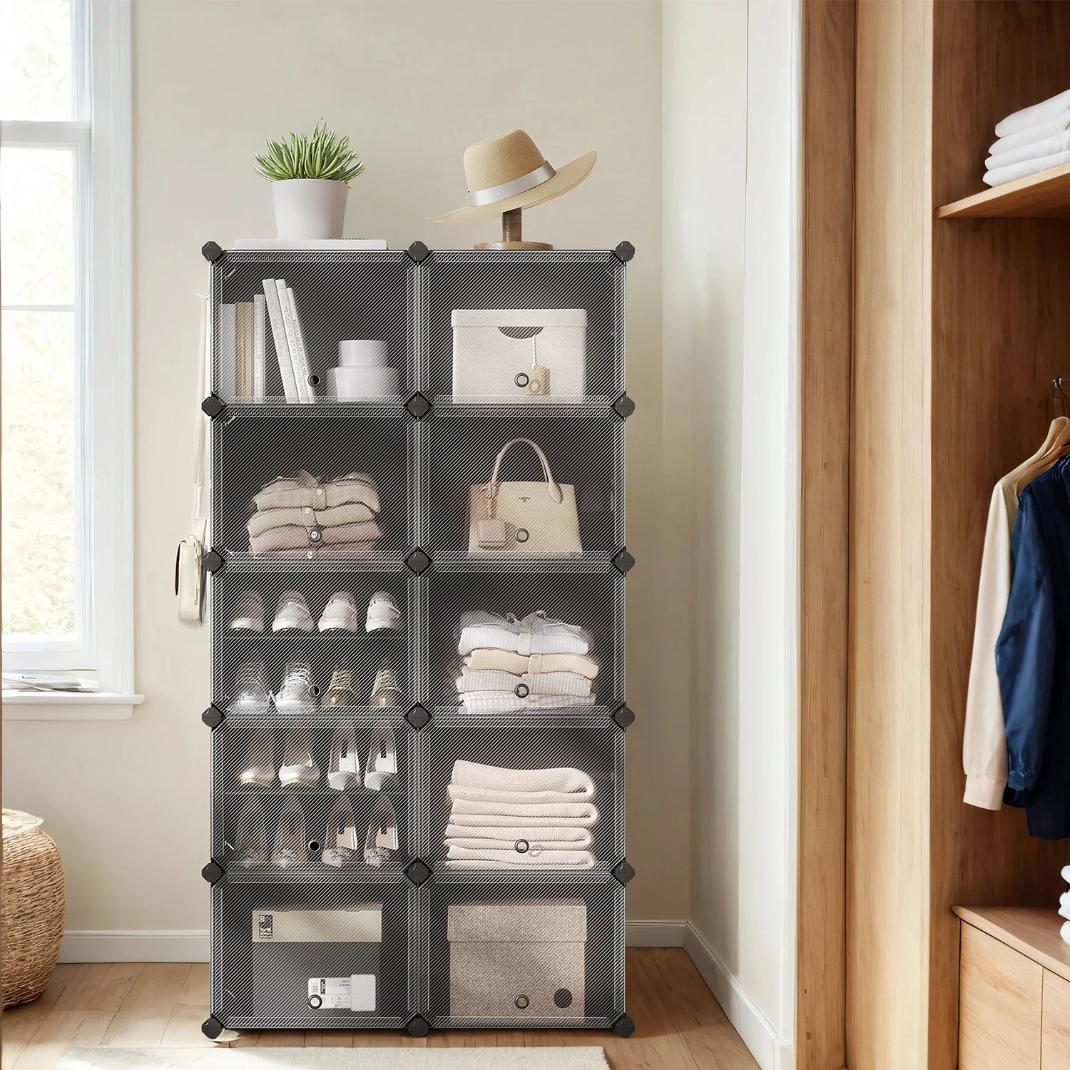 Interlocking Shoe Rack, Plastic Shoe Storage Cabinet