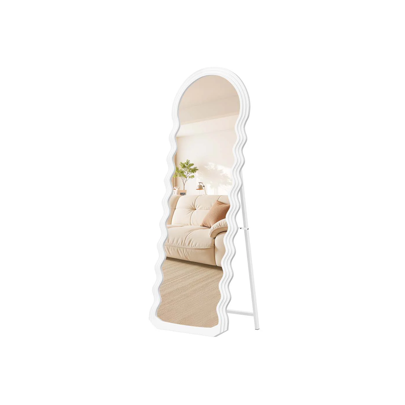 Irregular Wavy Full Length Mirror with Stand