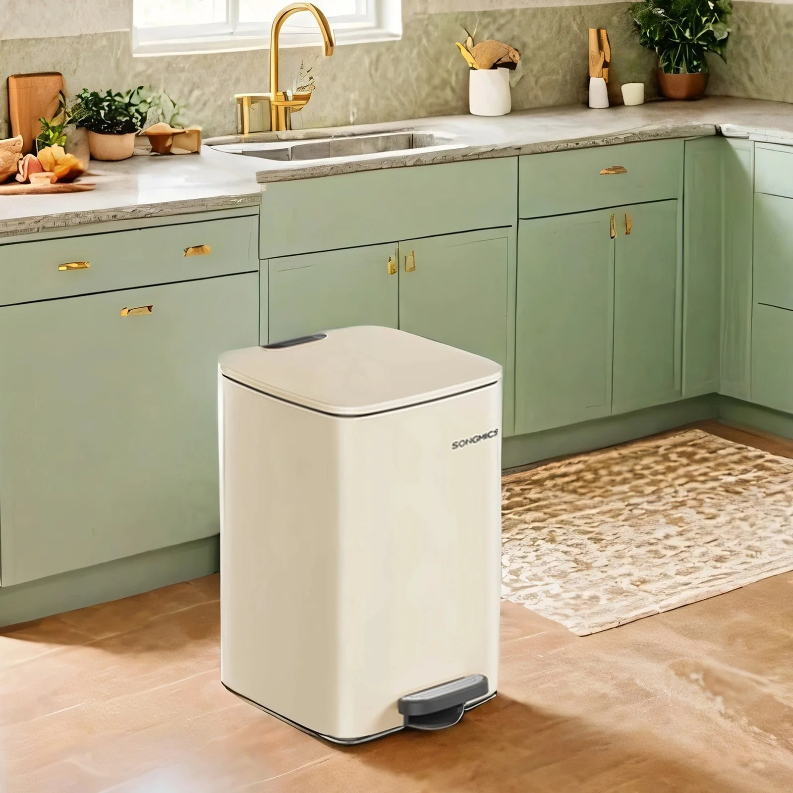 Trash Can, 8-Gallon Trash Bin, Stainless Steel Kitchen Garbage Can - Image 2