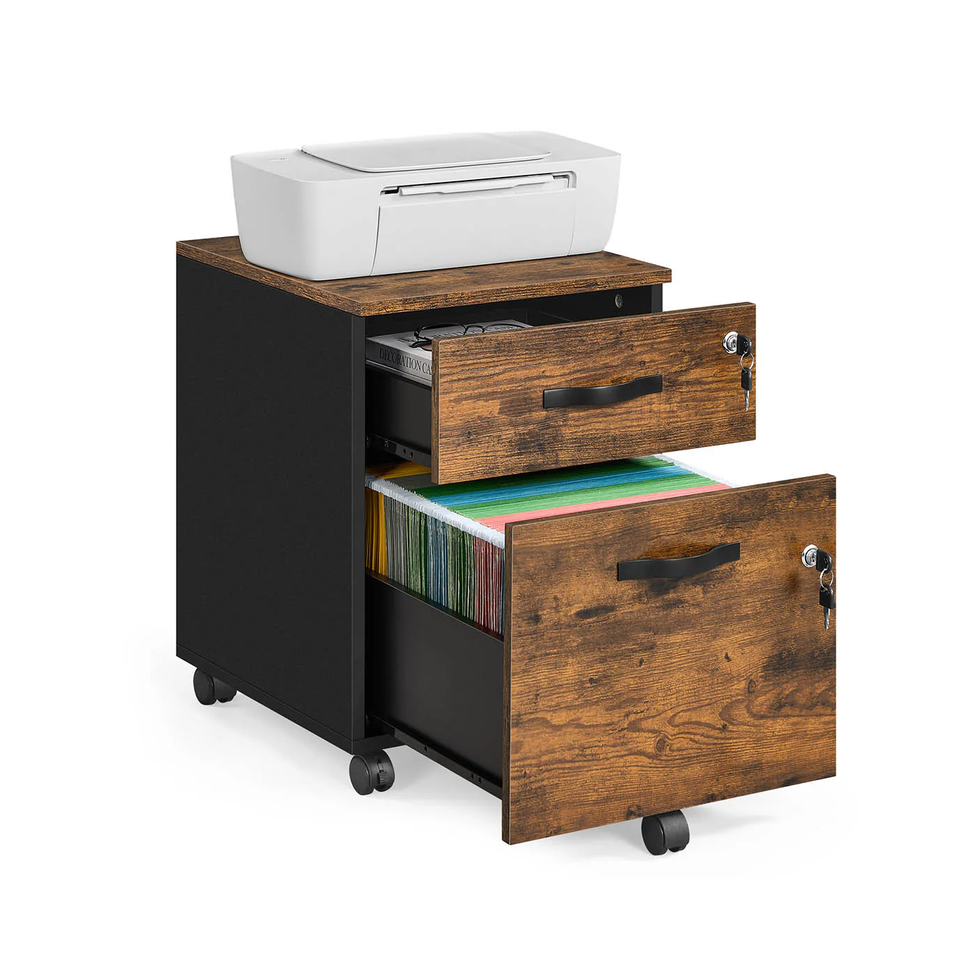 Lockable File Cabinet, Filing Pedestal with 2 Drawers - Image 3