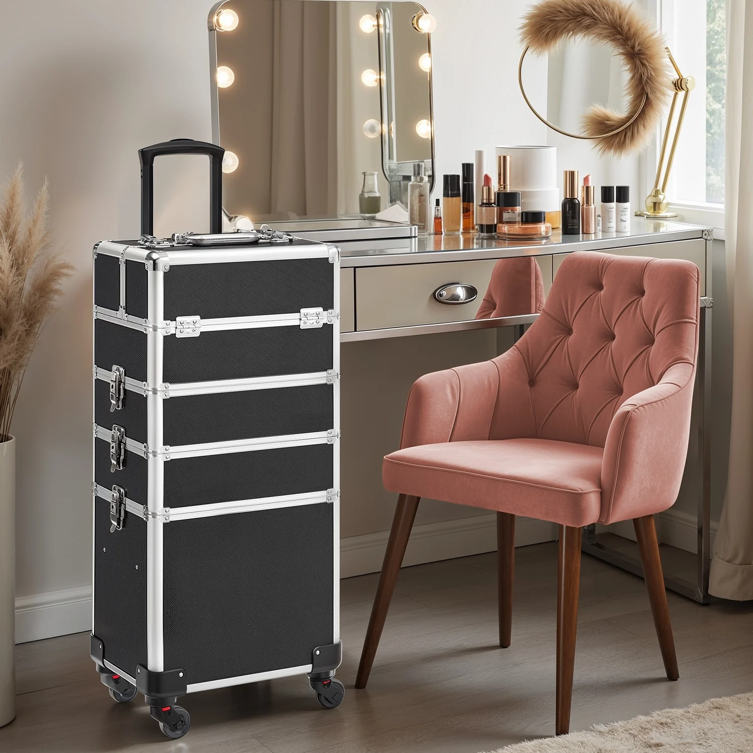 Lockable Rolling Makeup Case