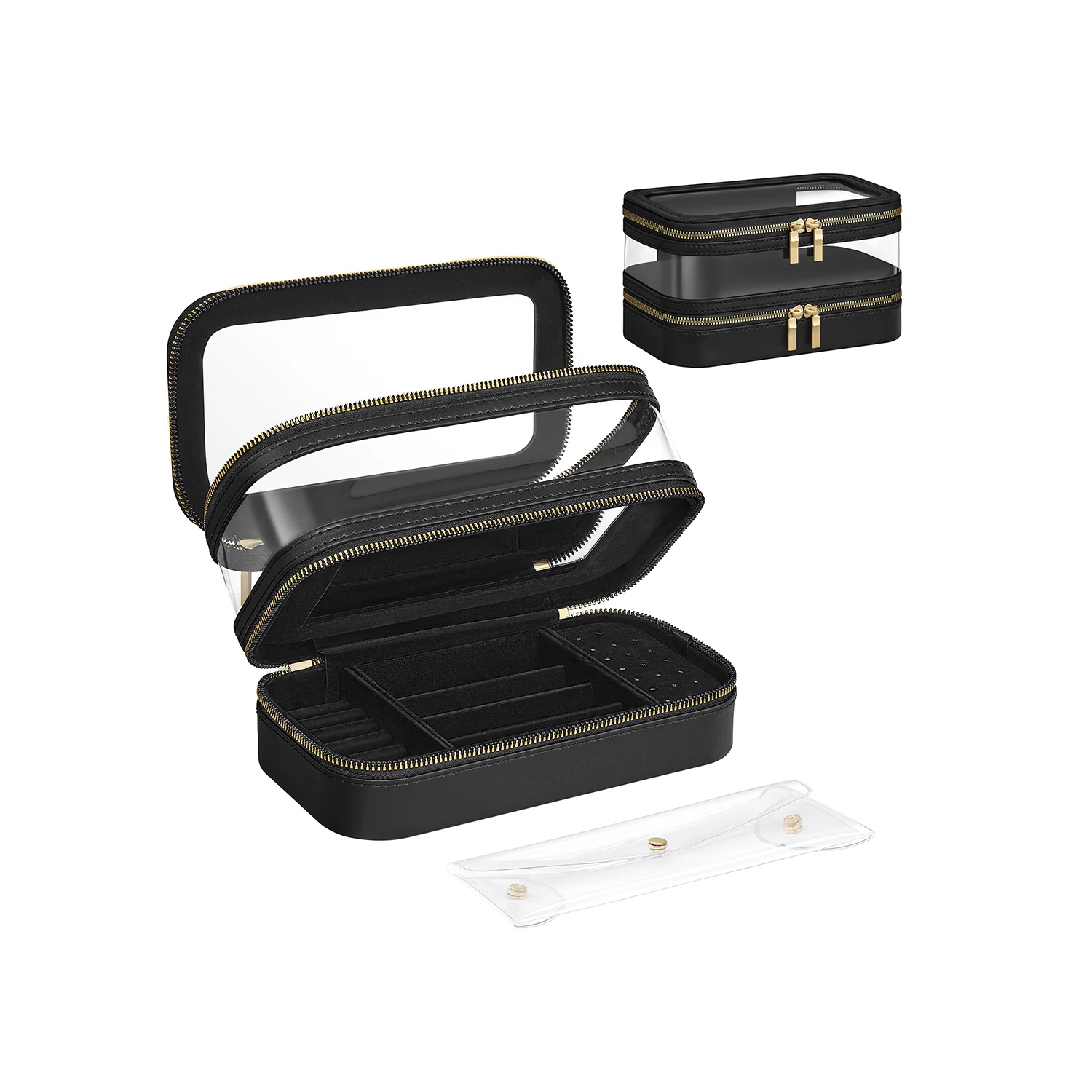Makeup Bag with Separate Brush Bag Pouch