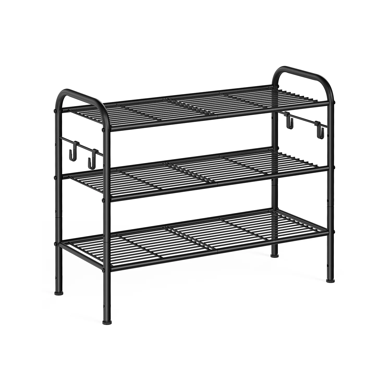 Metal Shoe Rack with 4 Hooks Ink Black