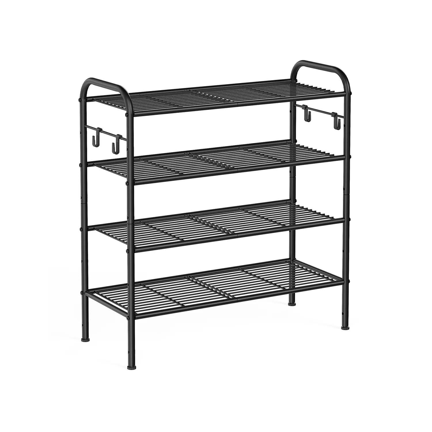 Metal Shoe Rack with 4 Hooks Ink Black - Image 2