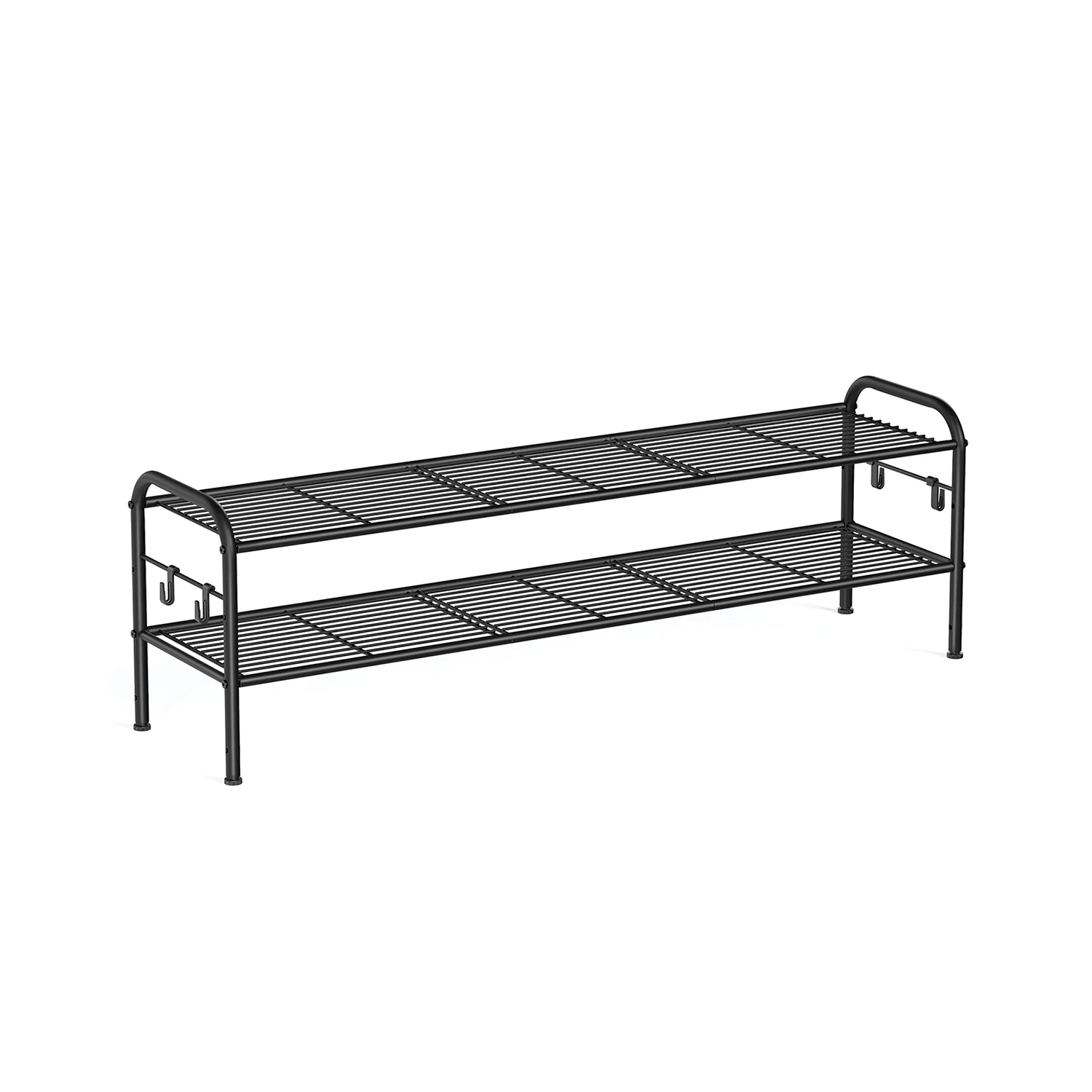 Metal Shoe Rack with 4 Hooks Ink Black - Image 3