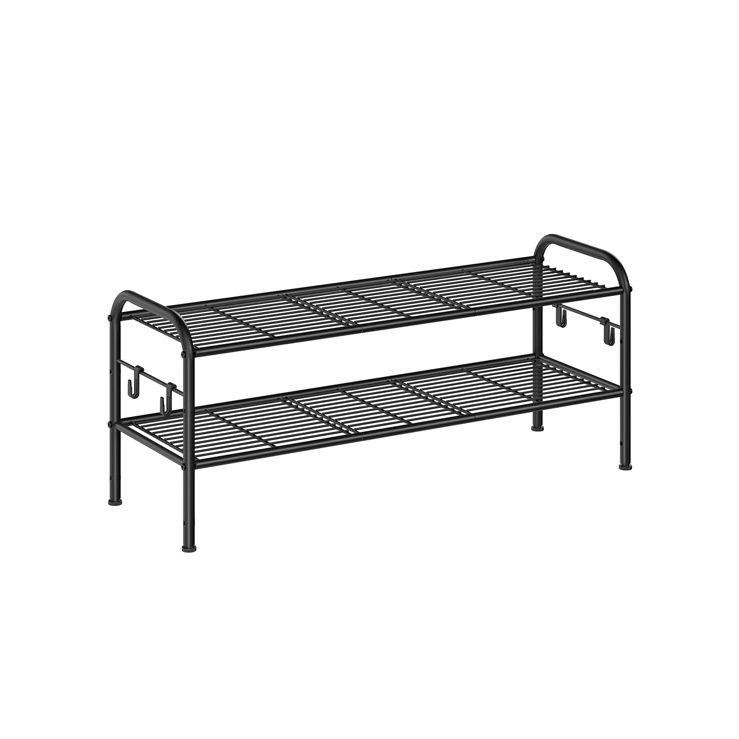 Metal Shoe Rack with 4 Hooks Ink Black - Image 4