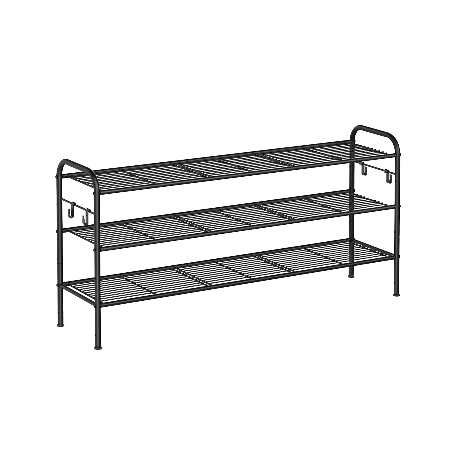Metal Shoe Rack with 4 Hooks Ink Black - Image 5