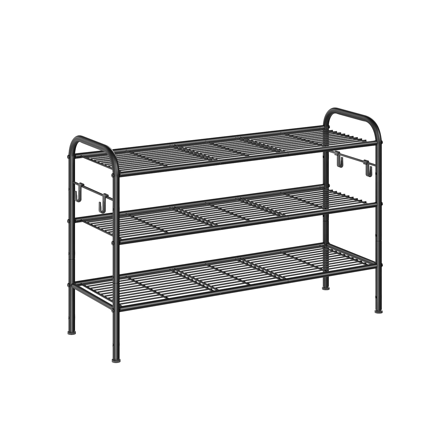 Metal Shoe Rack with 4 Hooks Ink Black - Image 6