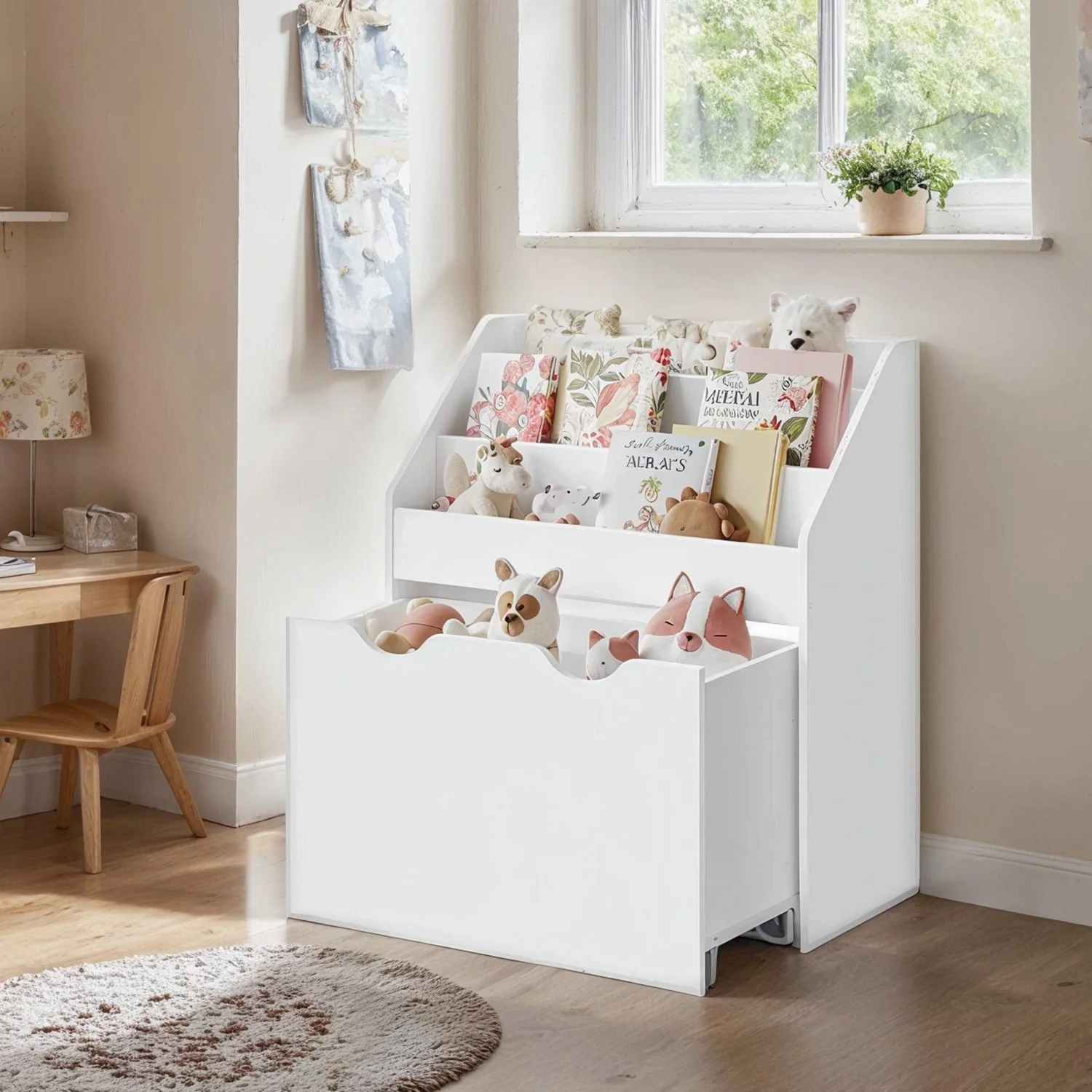 Toy Storage Rack, Kids Bookshelf and Toy Organiser with 3 Shelves - Image 2