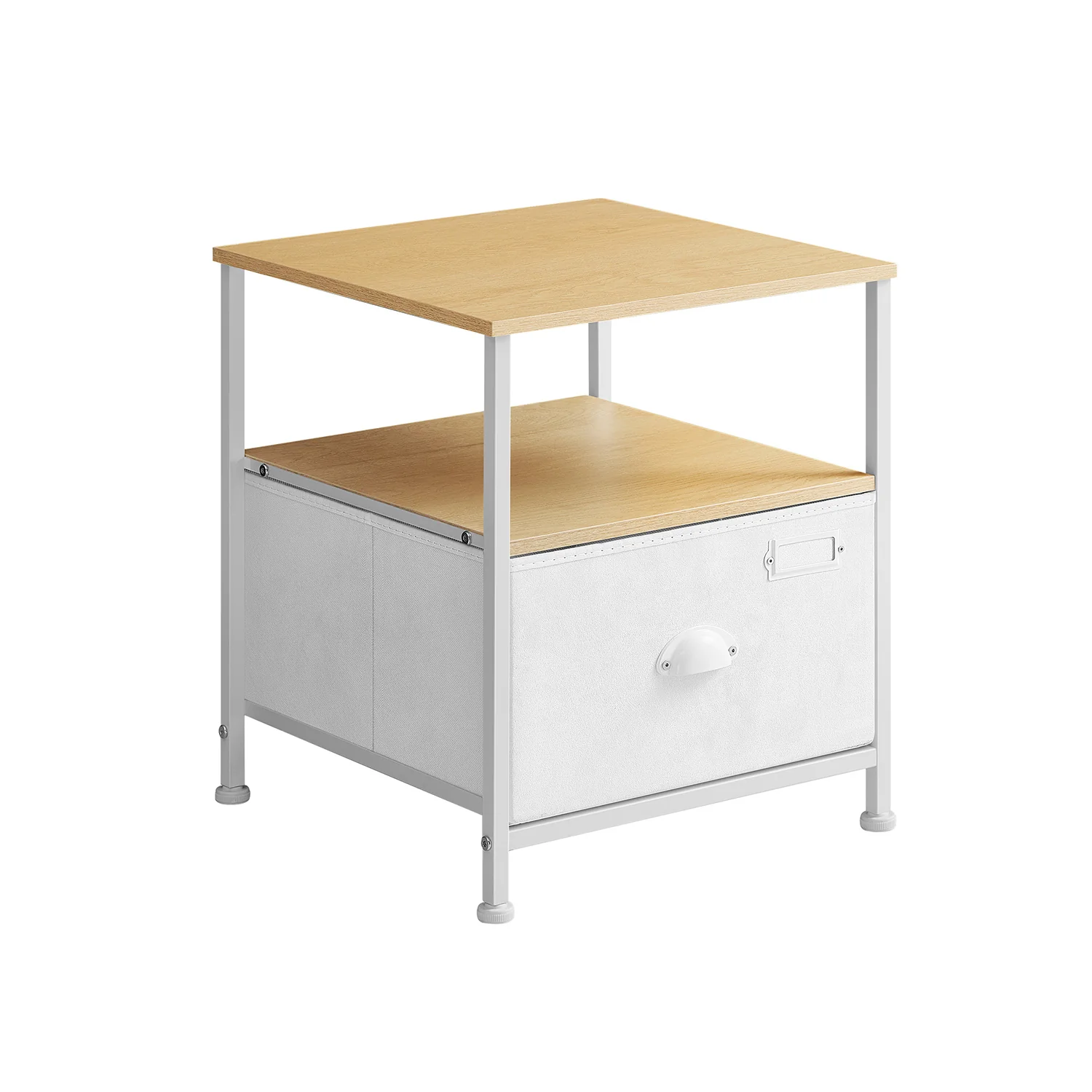Nightstand with 2 Shelves and Drawer