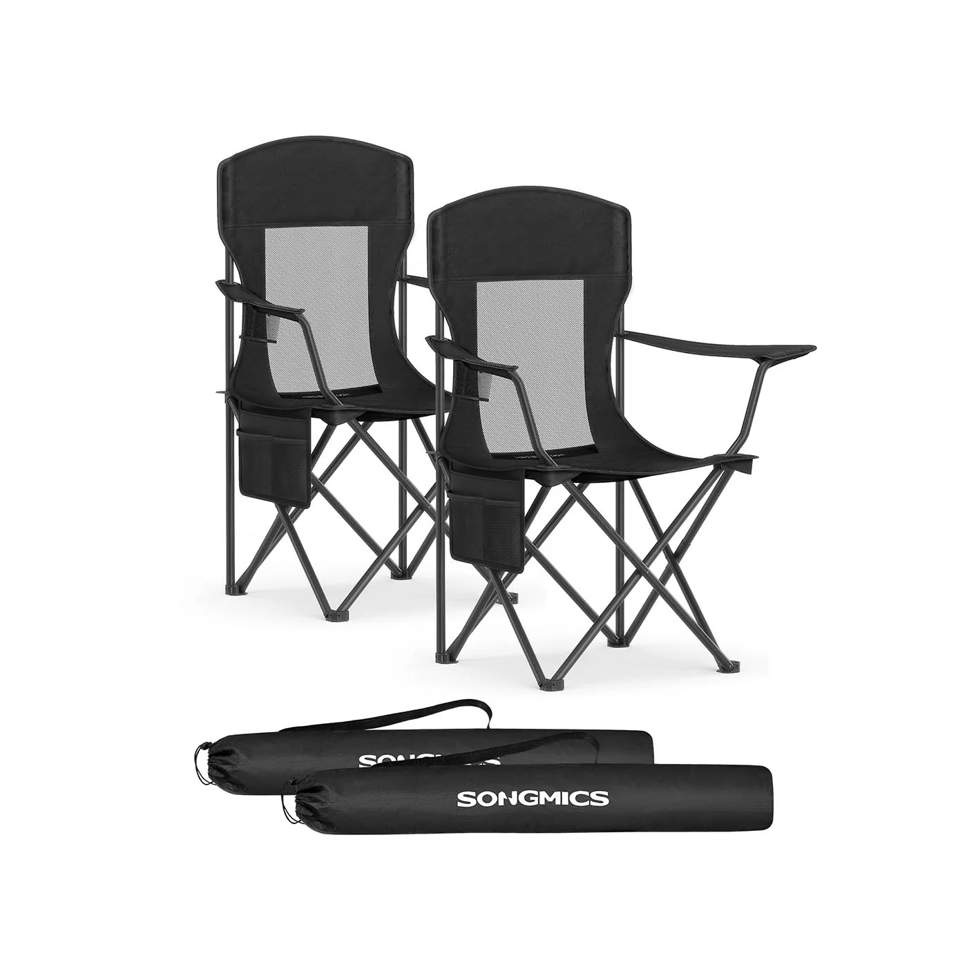 Outdoor folding chair set with adjustable armrests and cup holder - Image 2