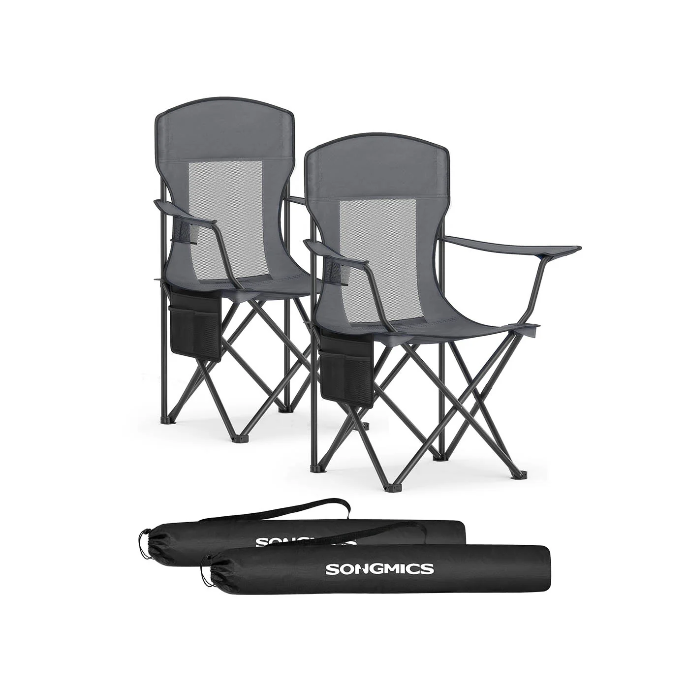 Outdoor folding chair set with adjustable armrests and cup holder - Image 3