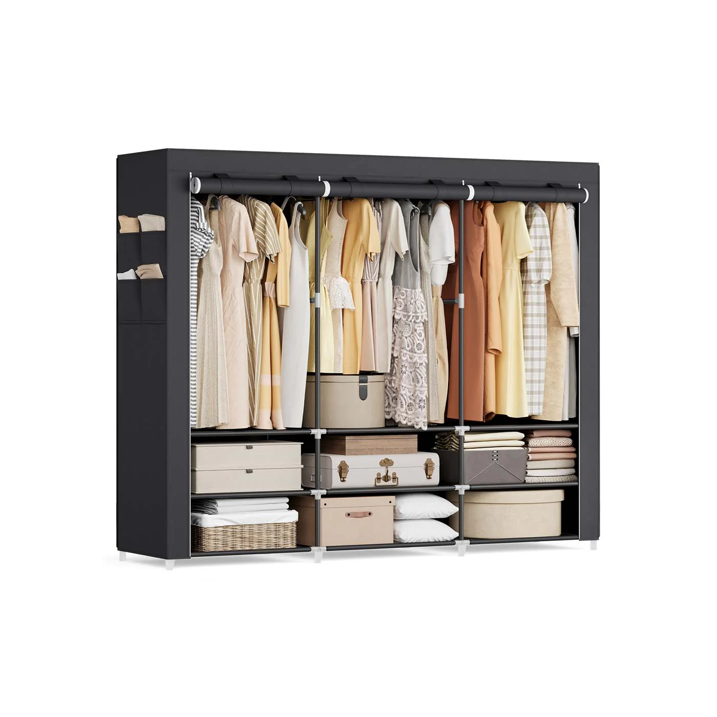 Portable Wardrobe with 2 Hanging Rails - Image 3