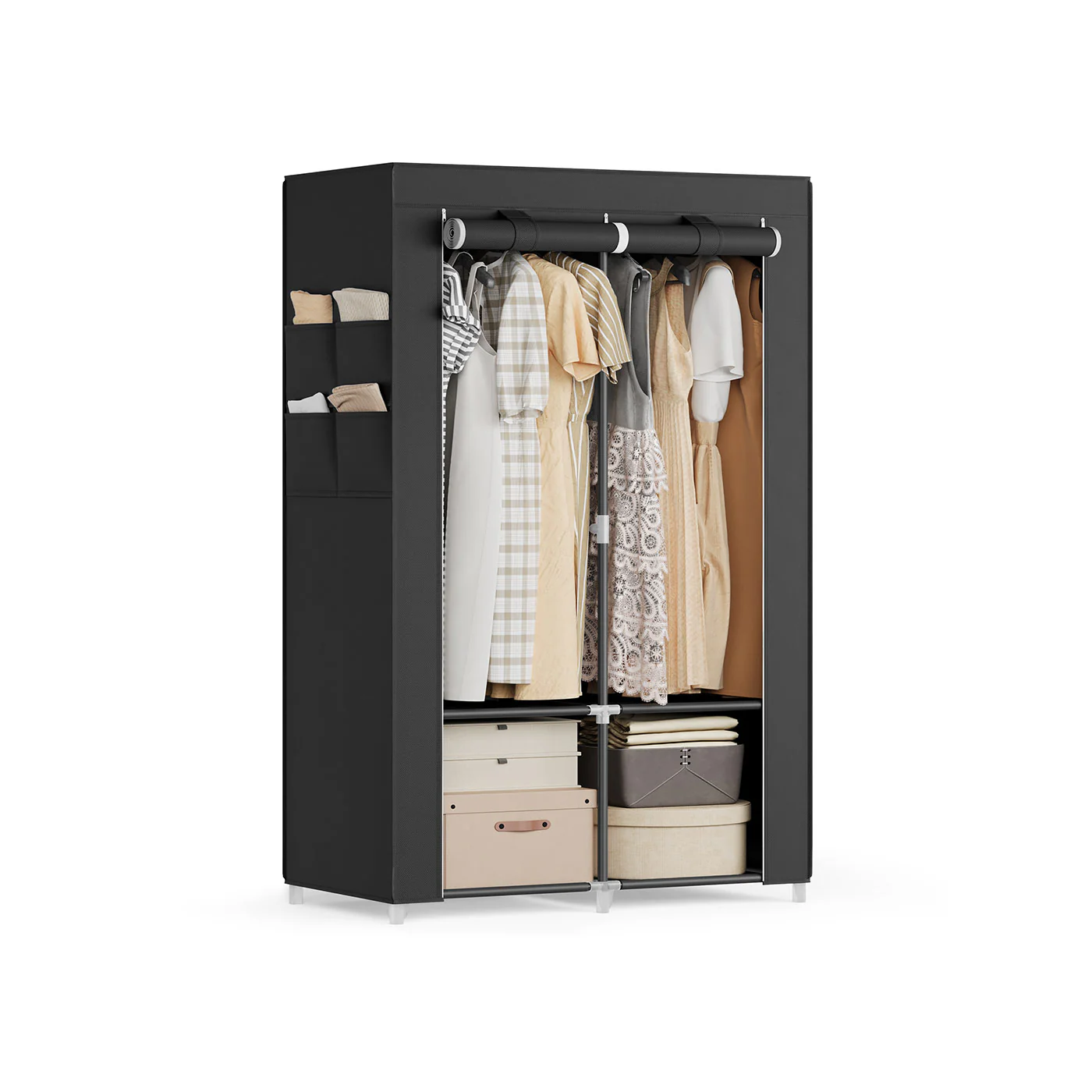 Portable Wardrobe with 3 Hanging Rails - Image 3