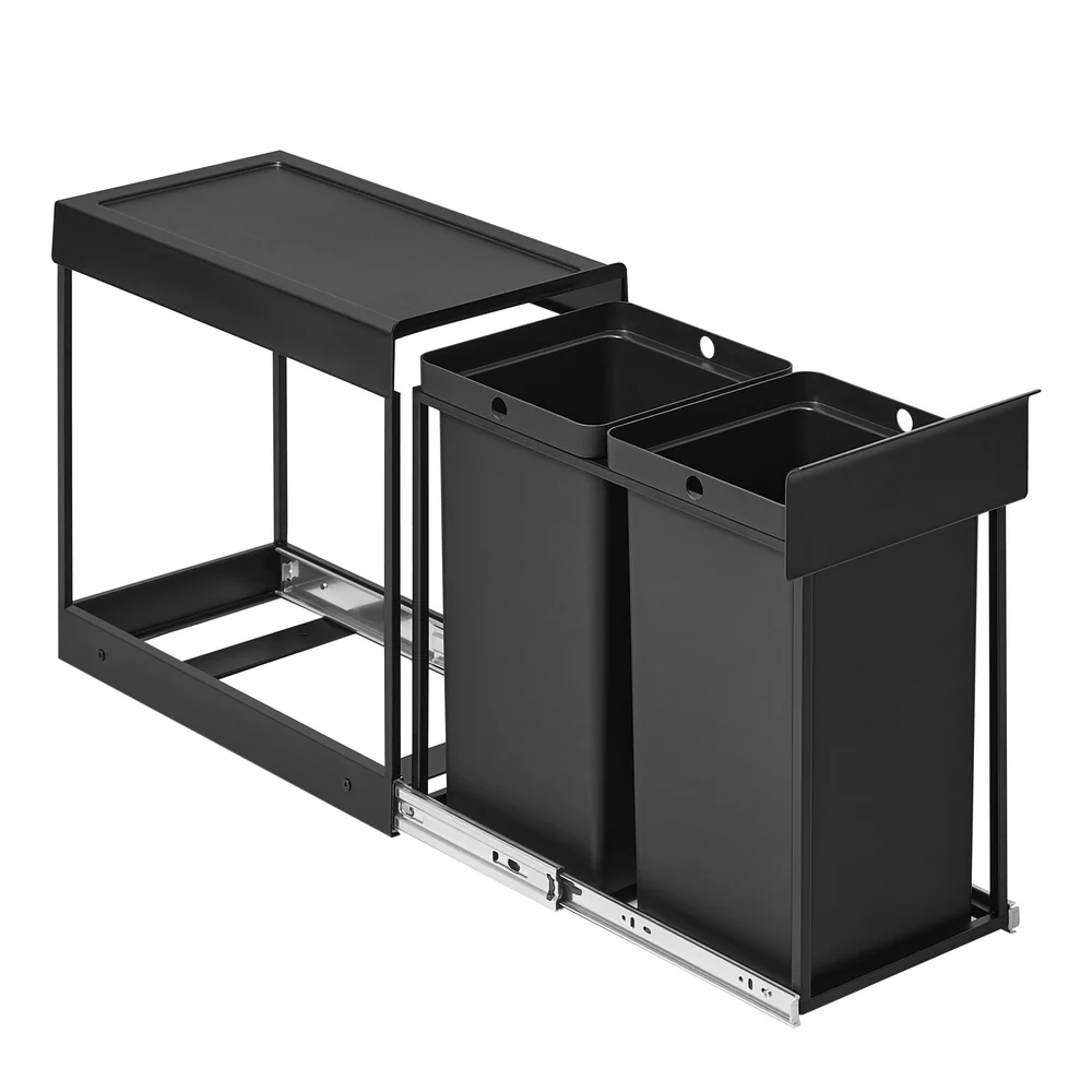 Pull out kitchen bin with double compartments