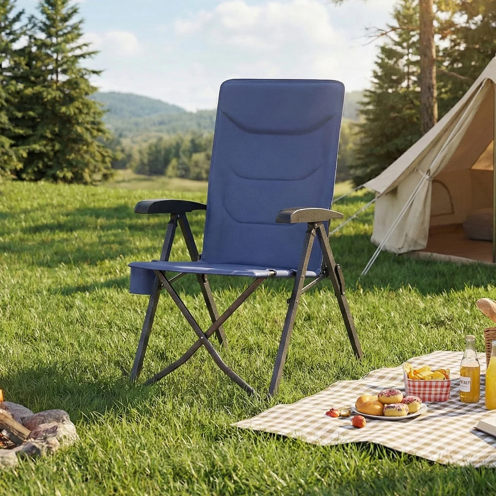 Reclining Camping Chair with Padded Seat and Cup Holder - Image 3