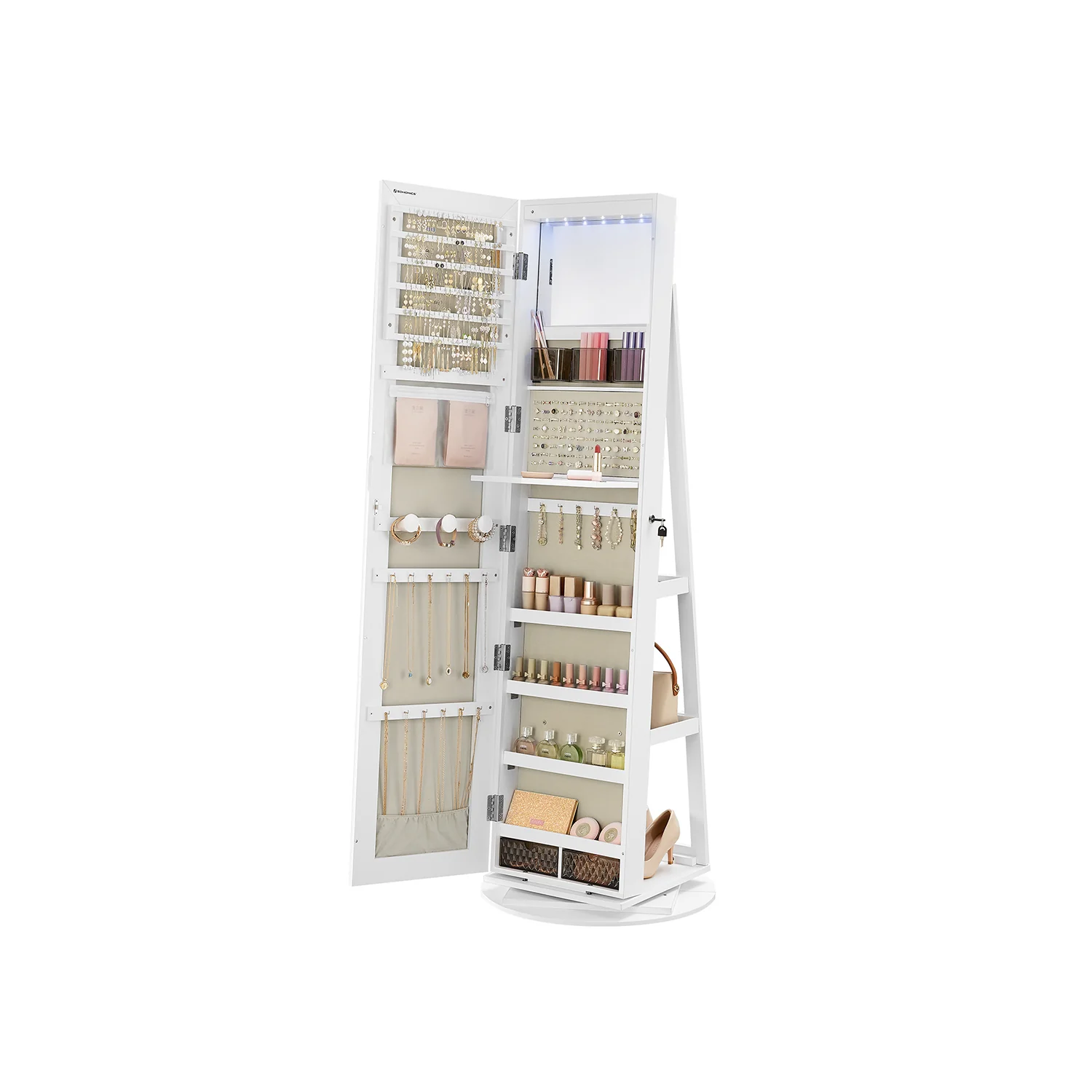 Rotating LED Mirror Jewellery Cabinet - Image 2