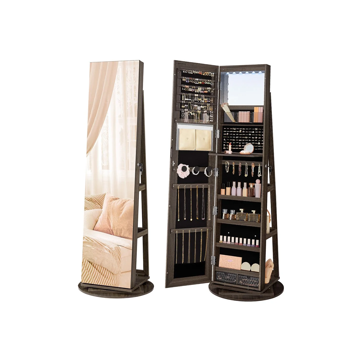 Rotating LED Mirror Jewellery Cabinet - Image 4