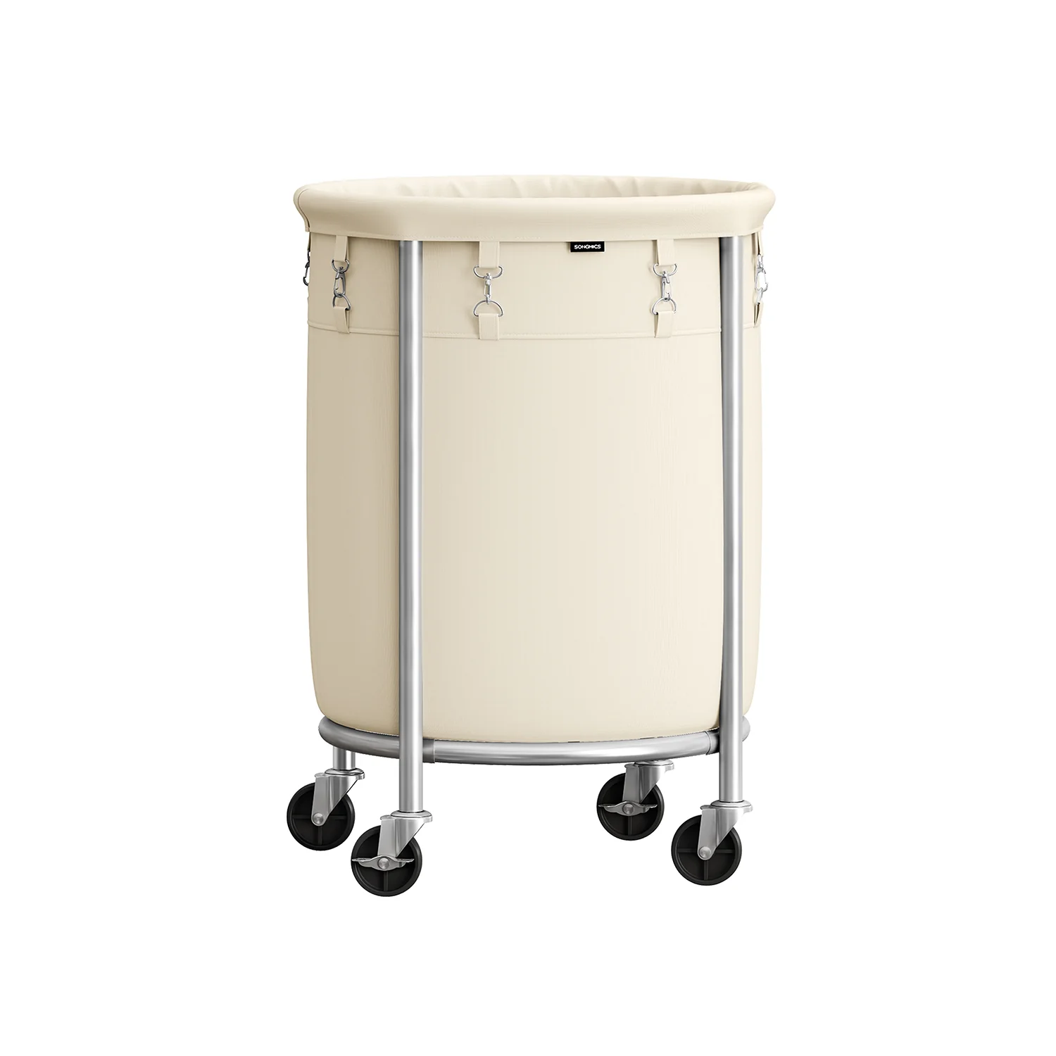 Round Laundry Hamper with Steel Frame and Removable Bag - Image 2
