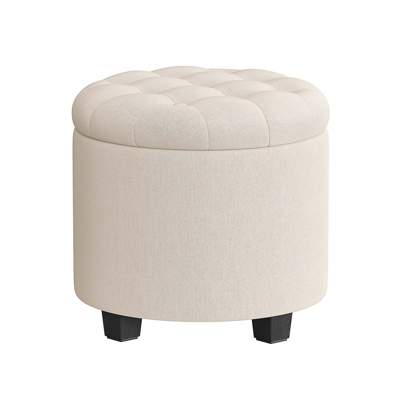 Round ottoman with storage and footrest - Image 2