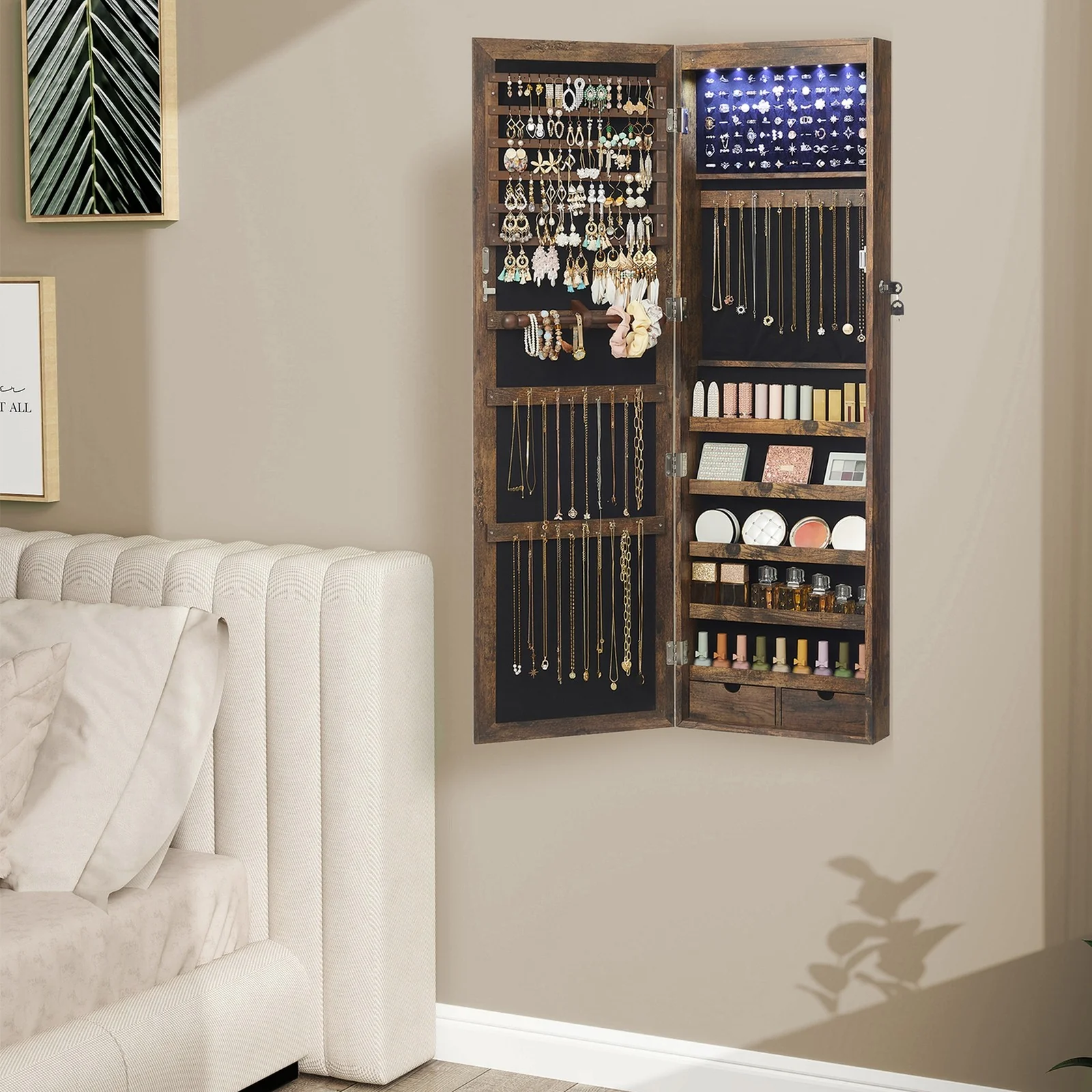 Rustic Brown Jewellery Cabinet