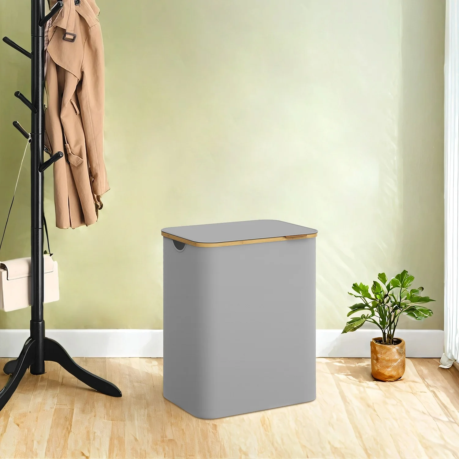 Laundry Basket with Lid, 2-Section Large Laundry Hamper - Image 4