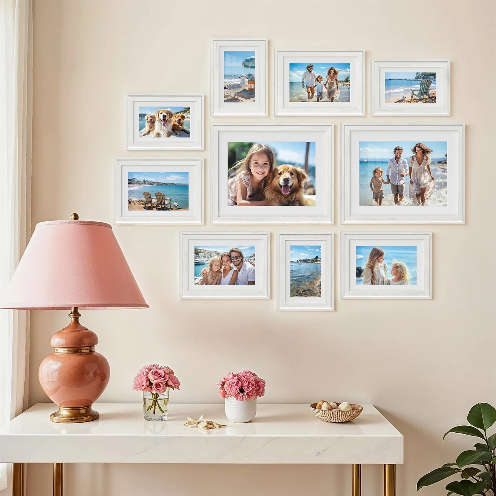 Set of 10 Picture Frames with 16 Mats