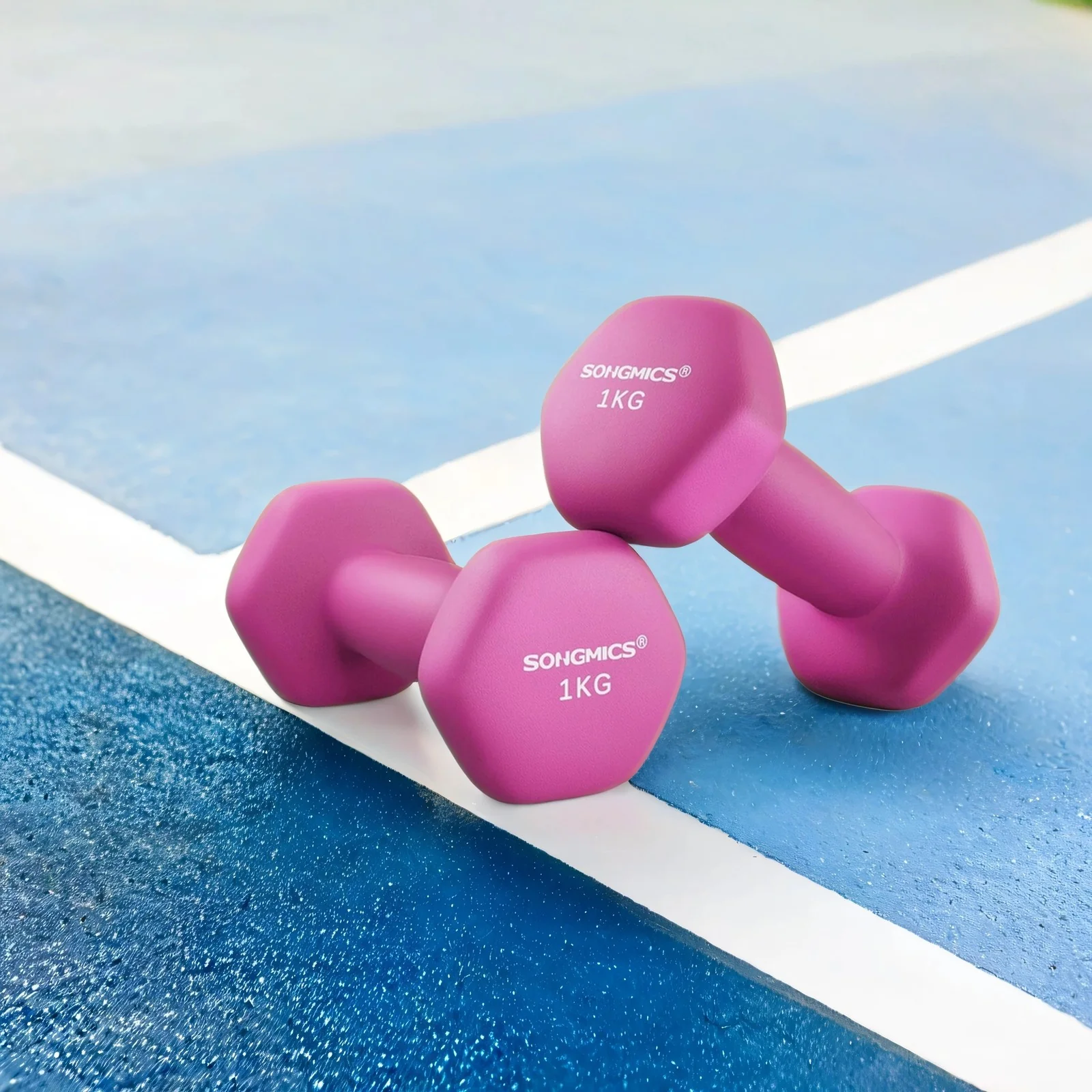 Set of 2 Neoprene Hex Dumbbells with Dumbbells Bars - Image 10
