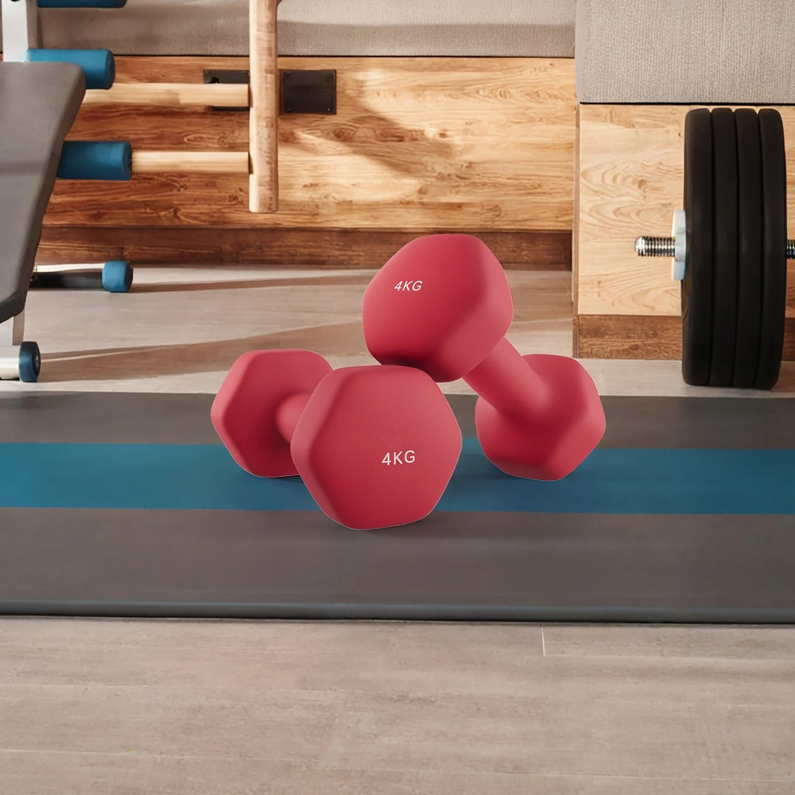 Set of 2 Neoprene Hex Dumbbells with Dumbbells Bars - Image 11