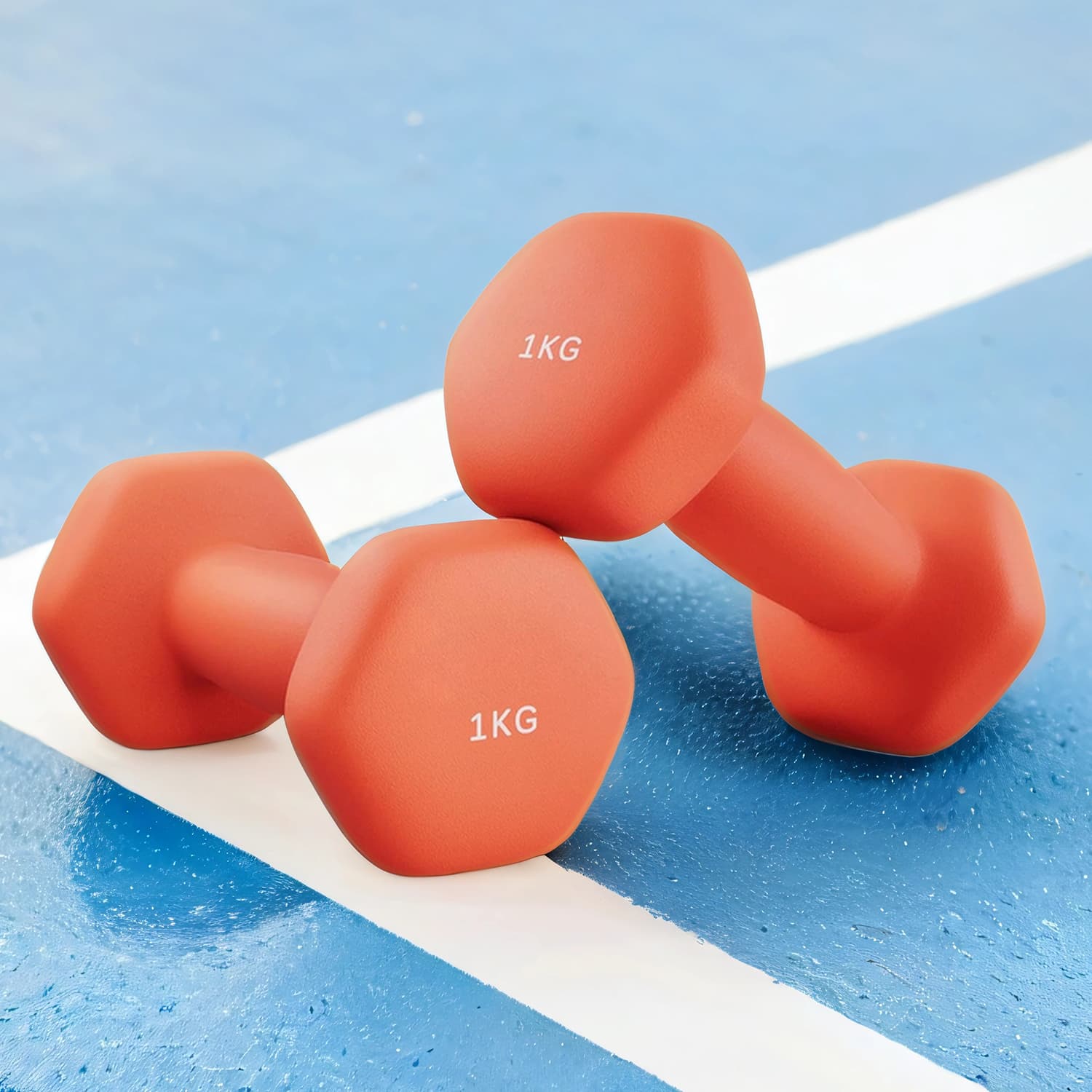 Set of 2 Neoprene Hex Dumbbells with Dumbbells Bars - Image 2