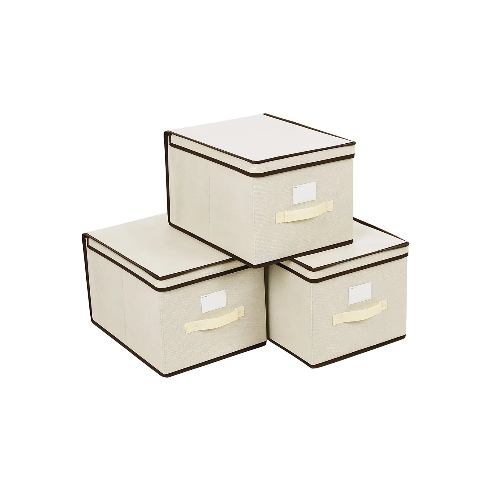 Set of 3 Fabric Storage Boxes with Lids