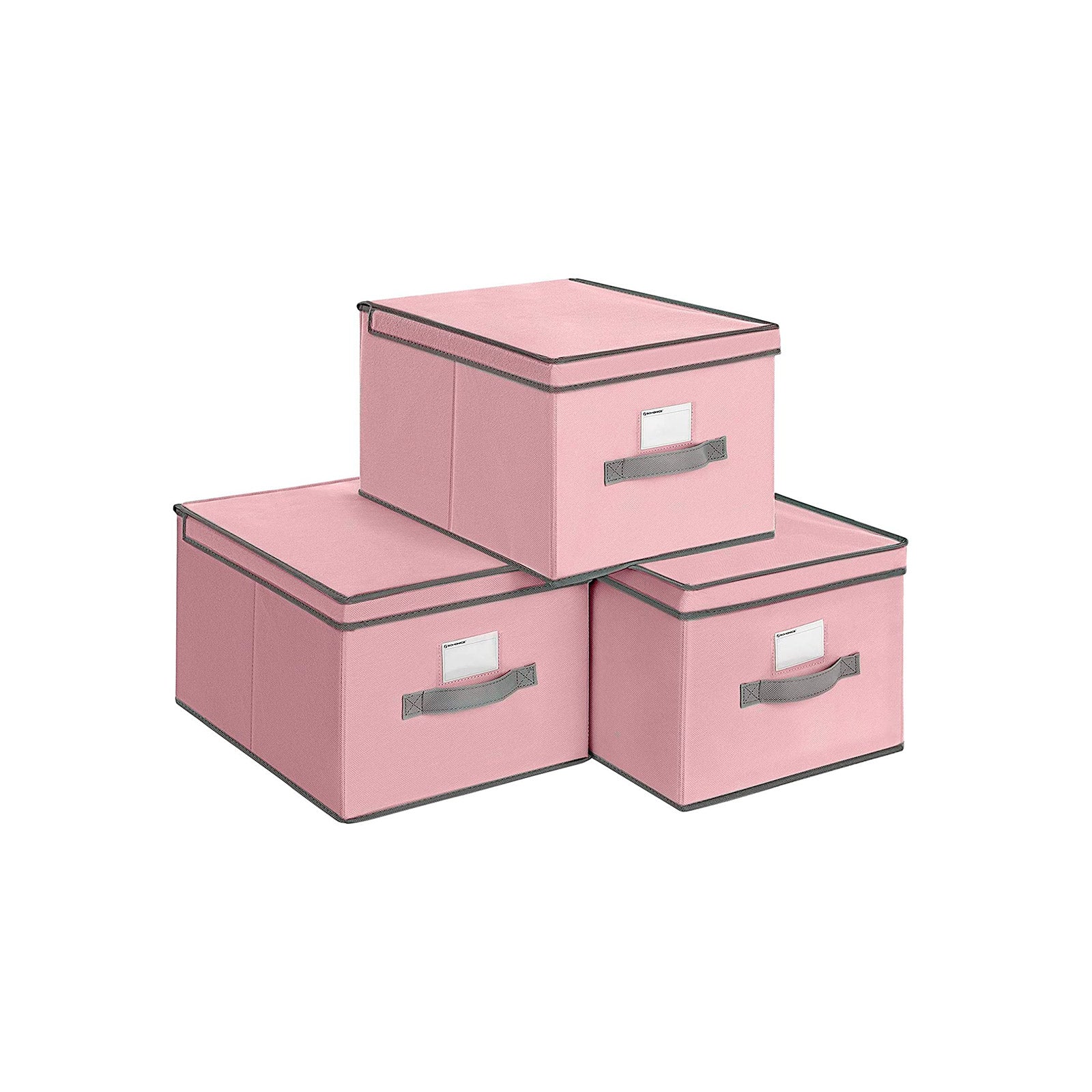 Set of 3 Fabric Storage Boxes with Lids - Image 2