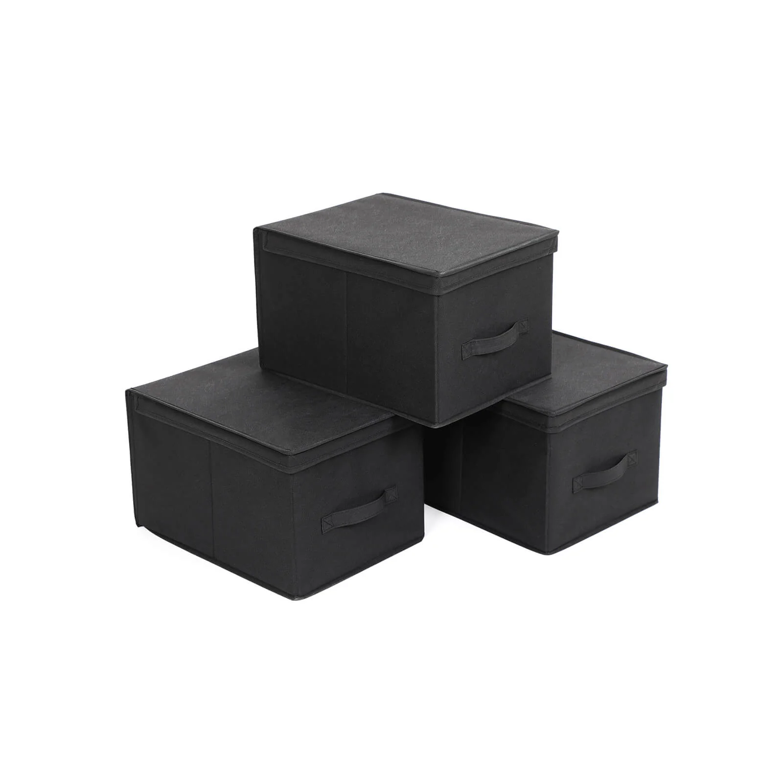 Set of 3 Fabric Storage Boxes with Lids - Image 3