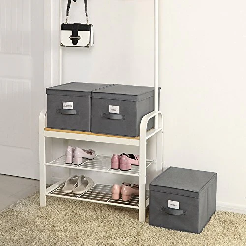 Set of 3 Fabric Storage Boxes with Lids - Image 4