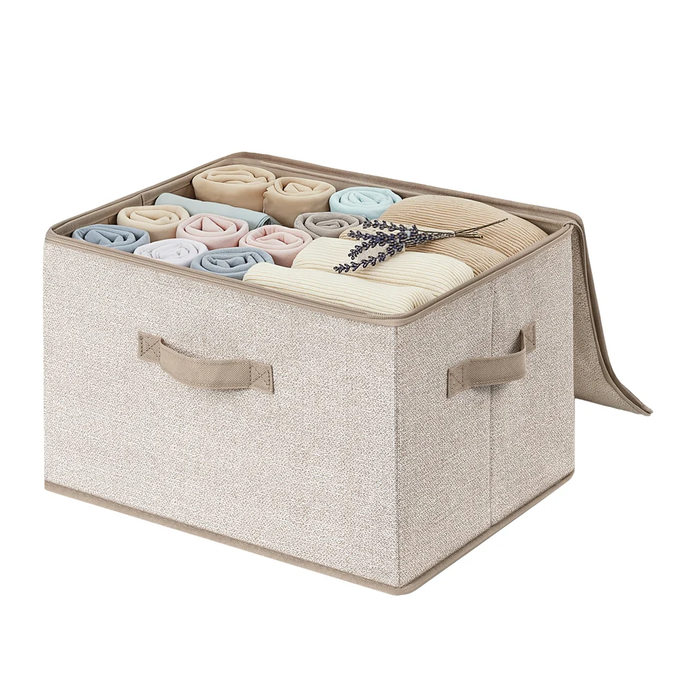 Foldable Storage Organiser Boxes, Set of 3 Storage Basket Bins with Handles, Clothes Organiser - Image 4