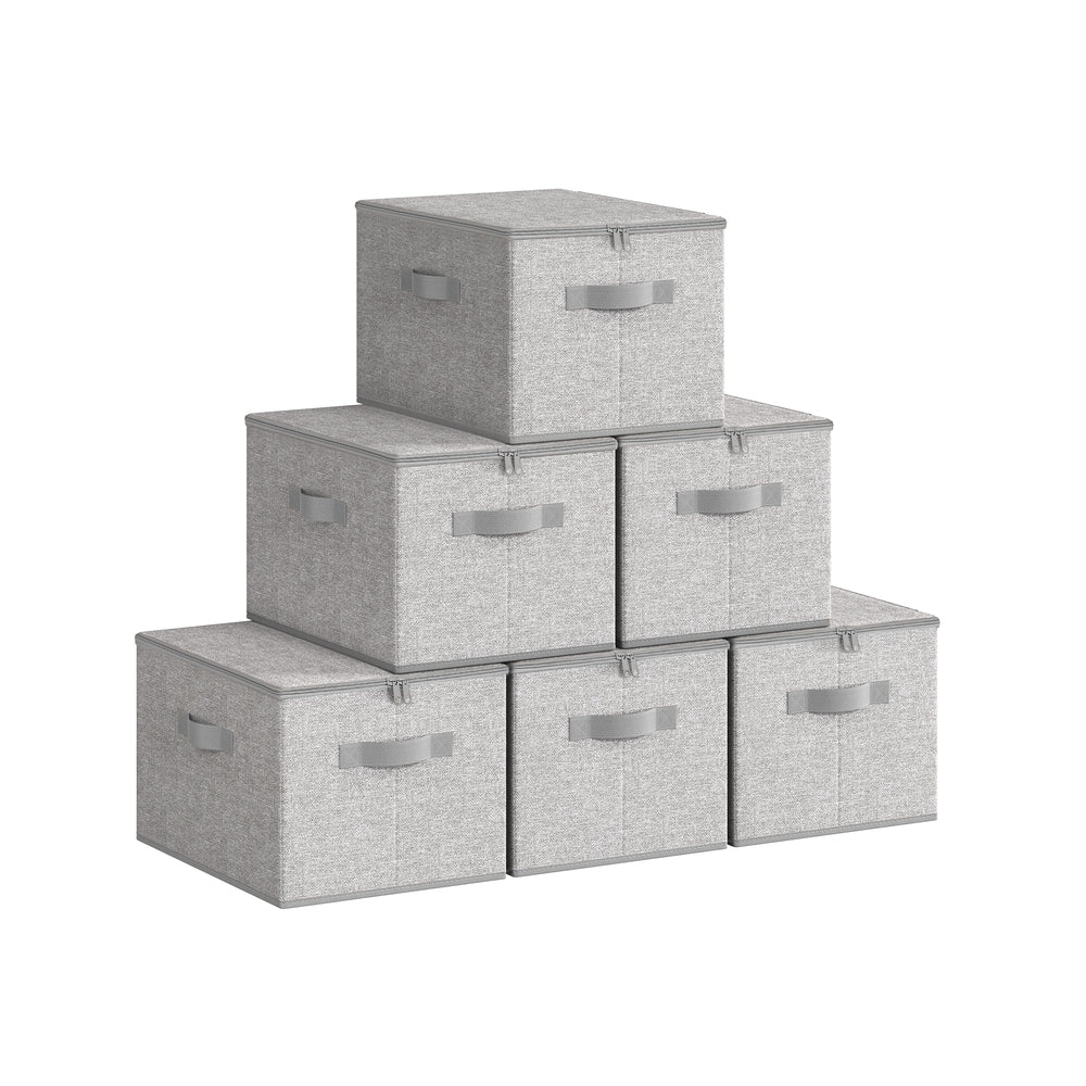 Set of 6 Foldable Storage Organiser Boxes Slate Grey - Image 10