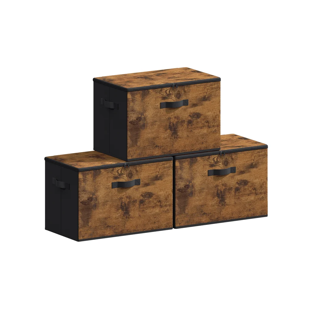 Set of 6 Foldable Storage Organiser Boxes Slate Grey - Image 7