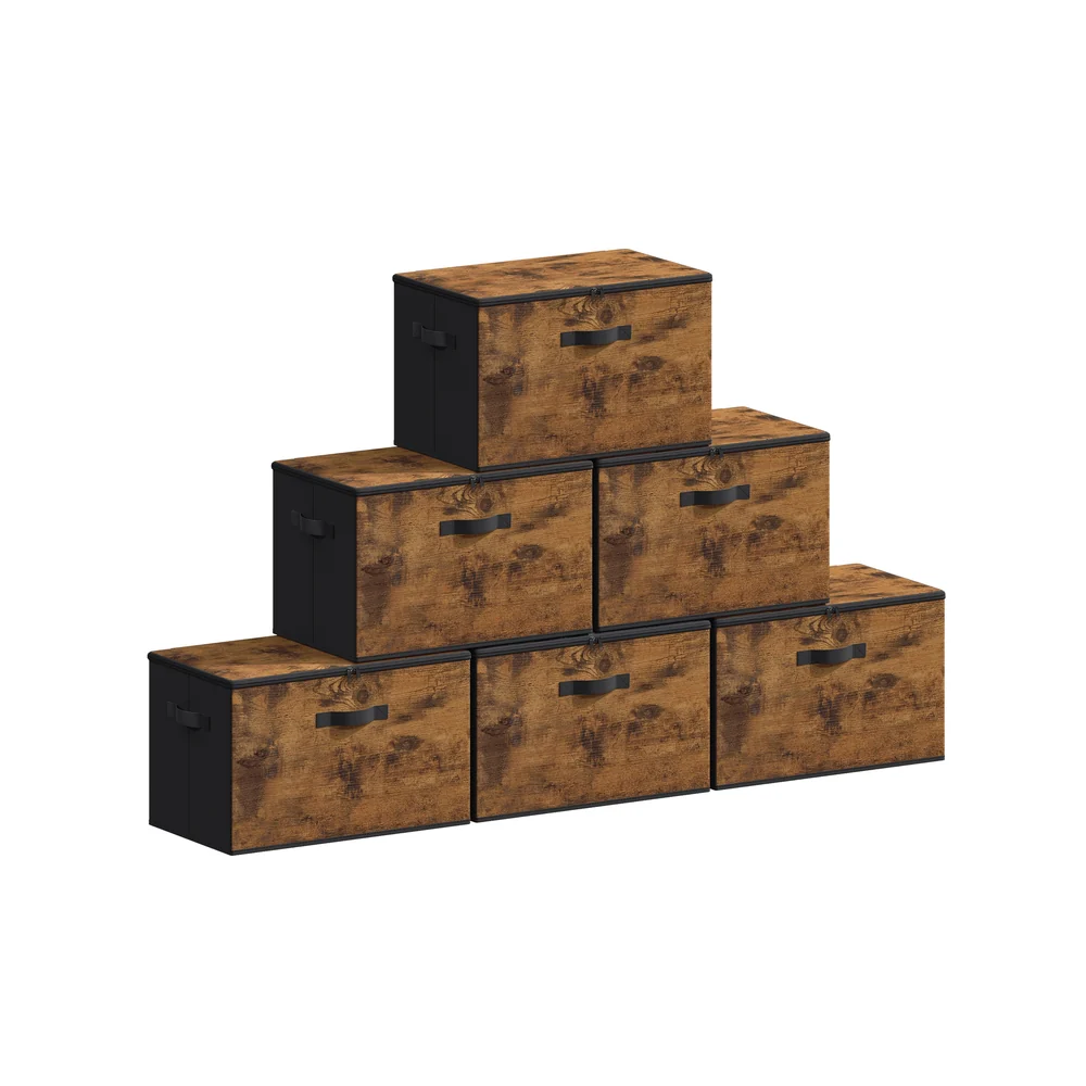 Set of 6 Foldable Storage Organiser Boxes Slate Grey - Image 8