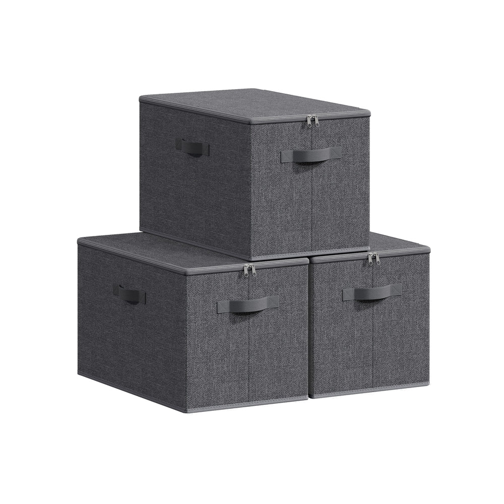 Set of 6 Foldable Storage Organiser Boxes Slate Grey - Image 9