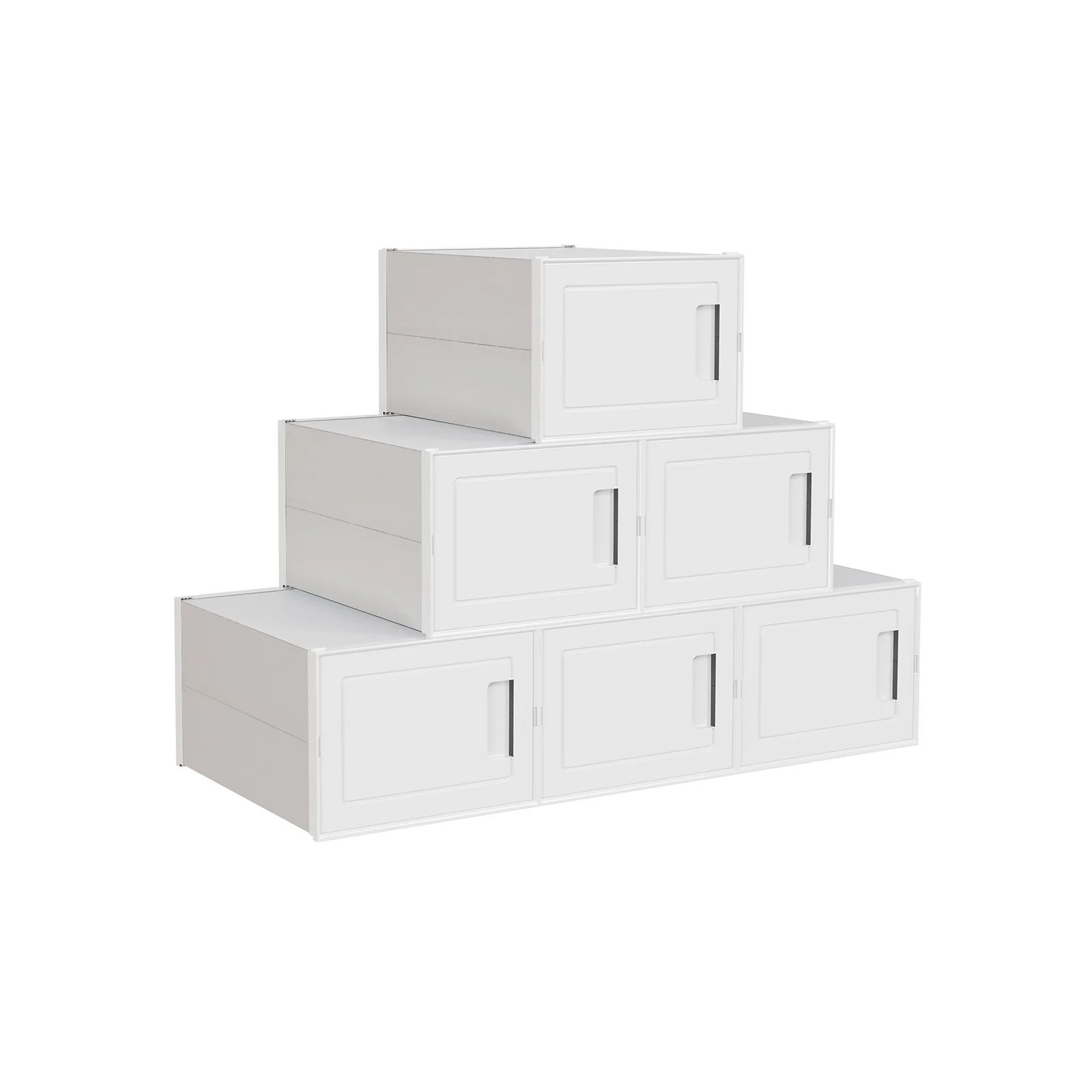 Set of 6 White Plastic Shoe Organiser Box
