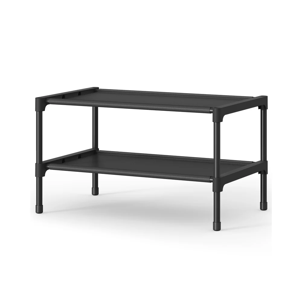 Shoe rack with fabric shelves and metal frame - Image 5